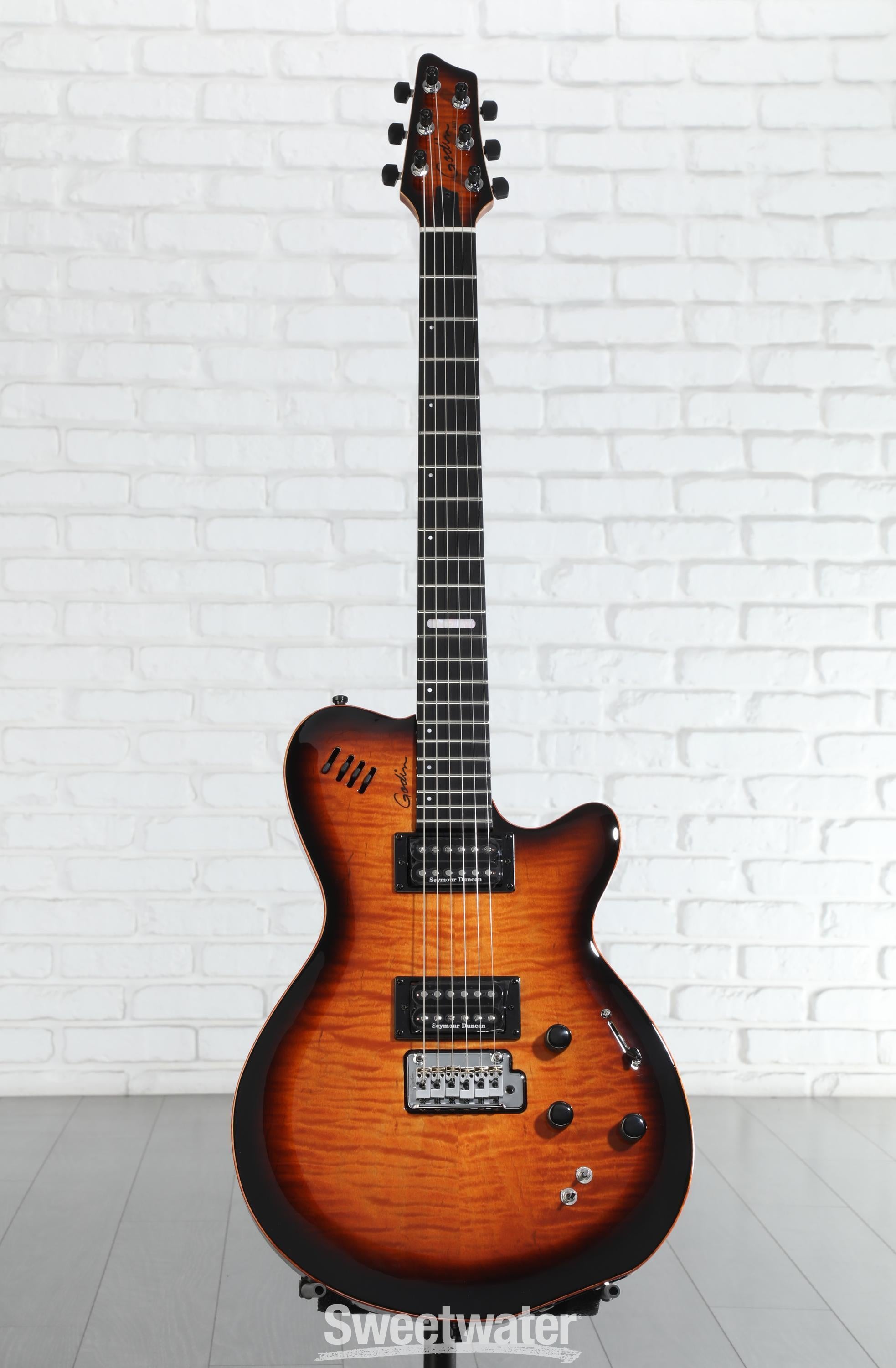 Godin LGXT Electric Guitar - Cognac Burst AA Flame | Sweetwater