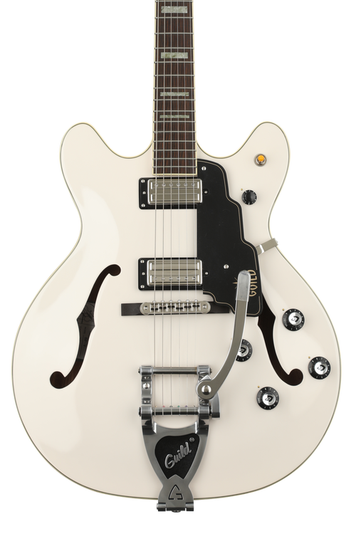 ギター Guild STARFIRE V White Guild Starfire V with Guild Vibrato - Snow Crest White
