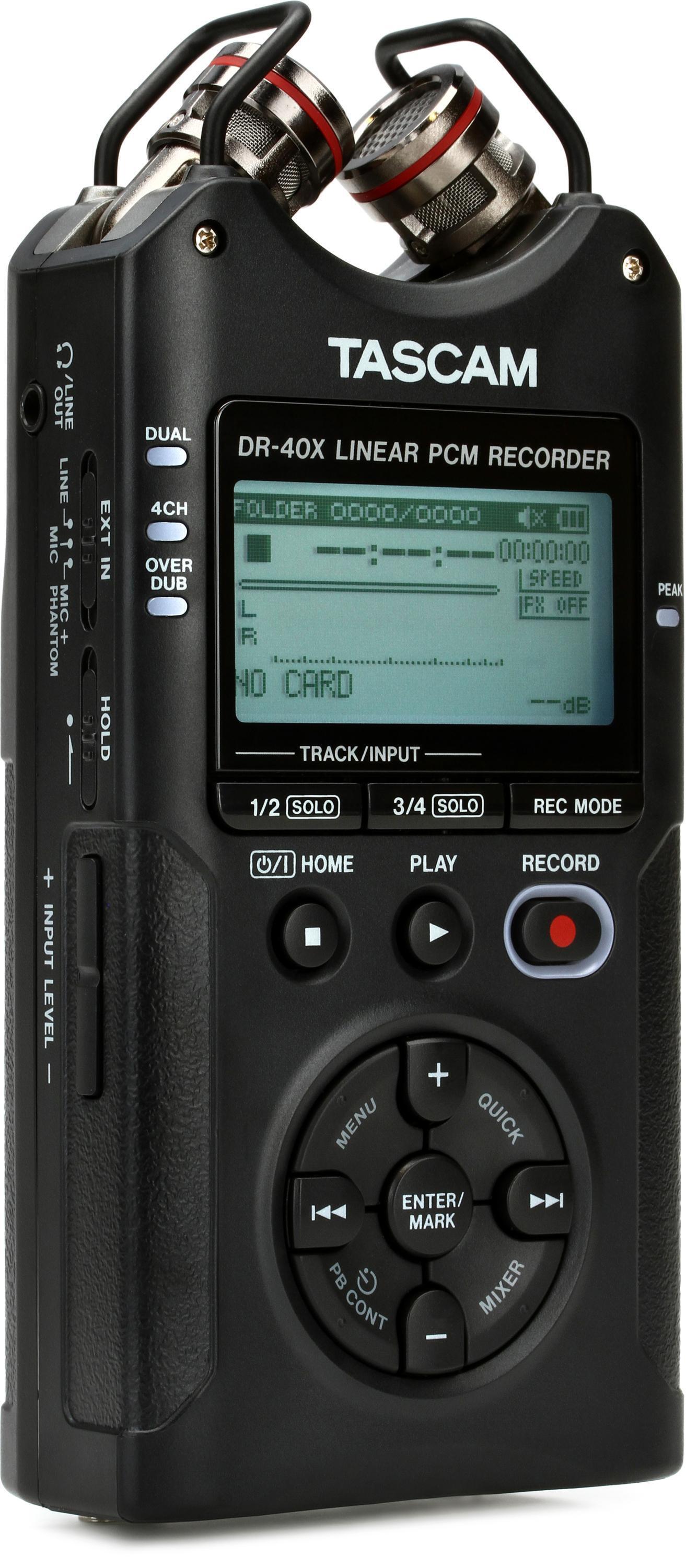 TASCAM DR-40X 4-Channel / 4-Track Portable Audio Recorder and USB Interface  with Adjustable Mic