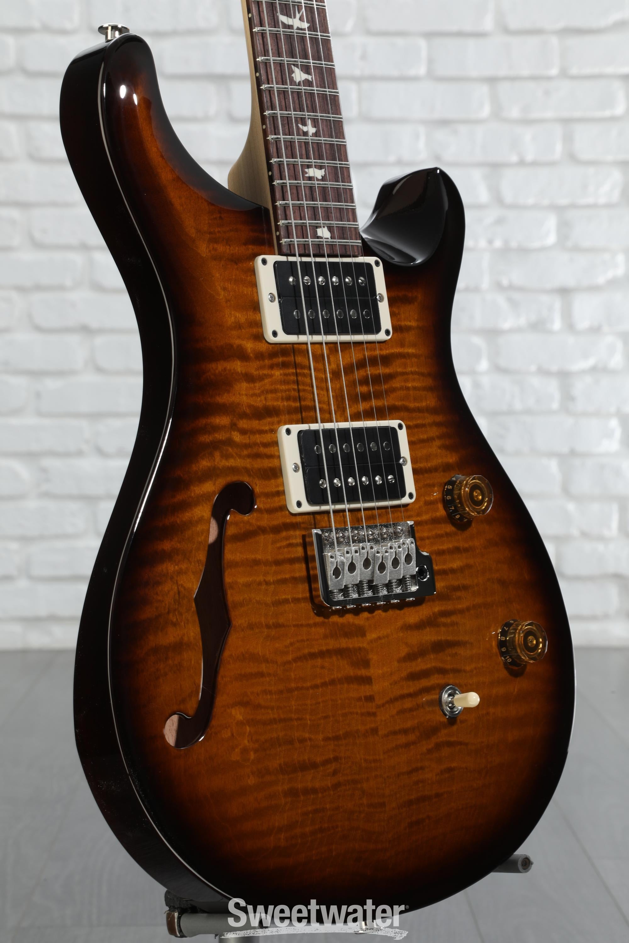 PRS CE 24 Semi-Hollow Electric Guitar - Black Amber | Sweetwater