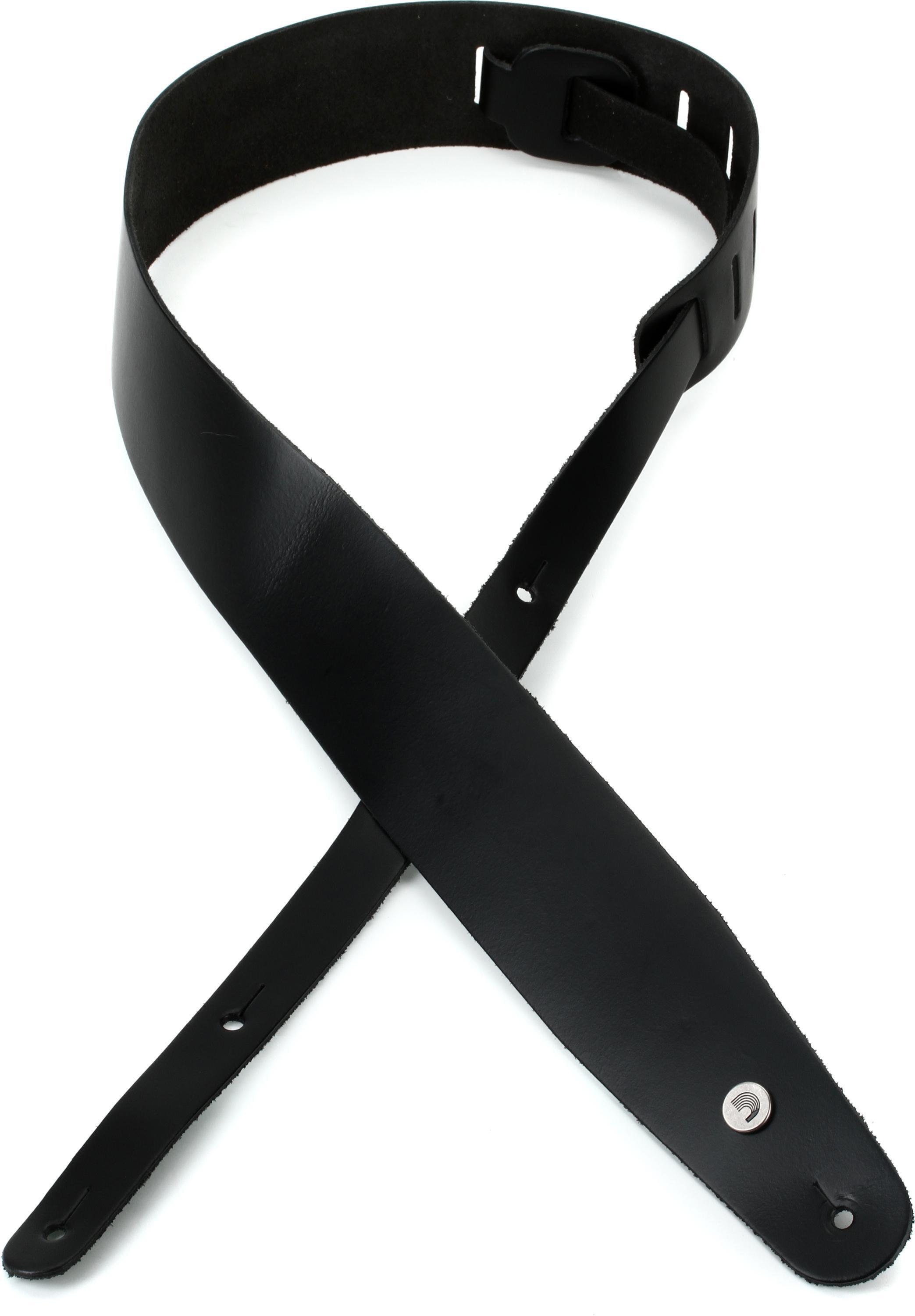 Photo of D'Addario 2.5-inch Classic Leather Guitar Strap - Black