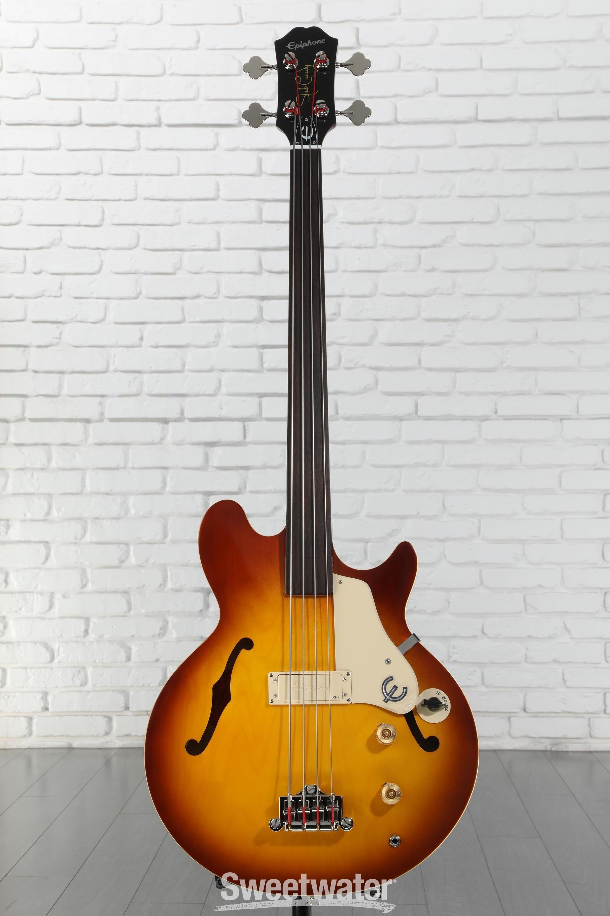 Epiphone Jack Casady Fretless Signature Bass Guitar - Aged