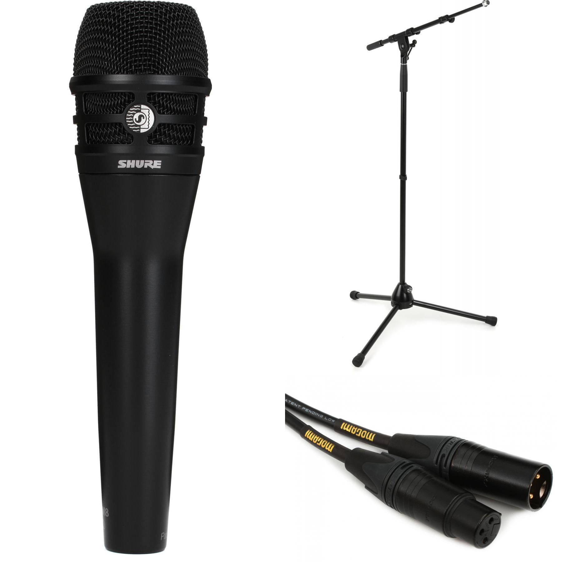 Shure KSM8B Handheld Microphone Bundle with Stand and Cable - Black