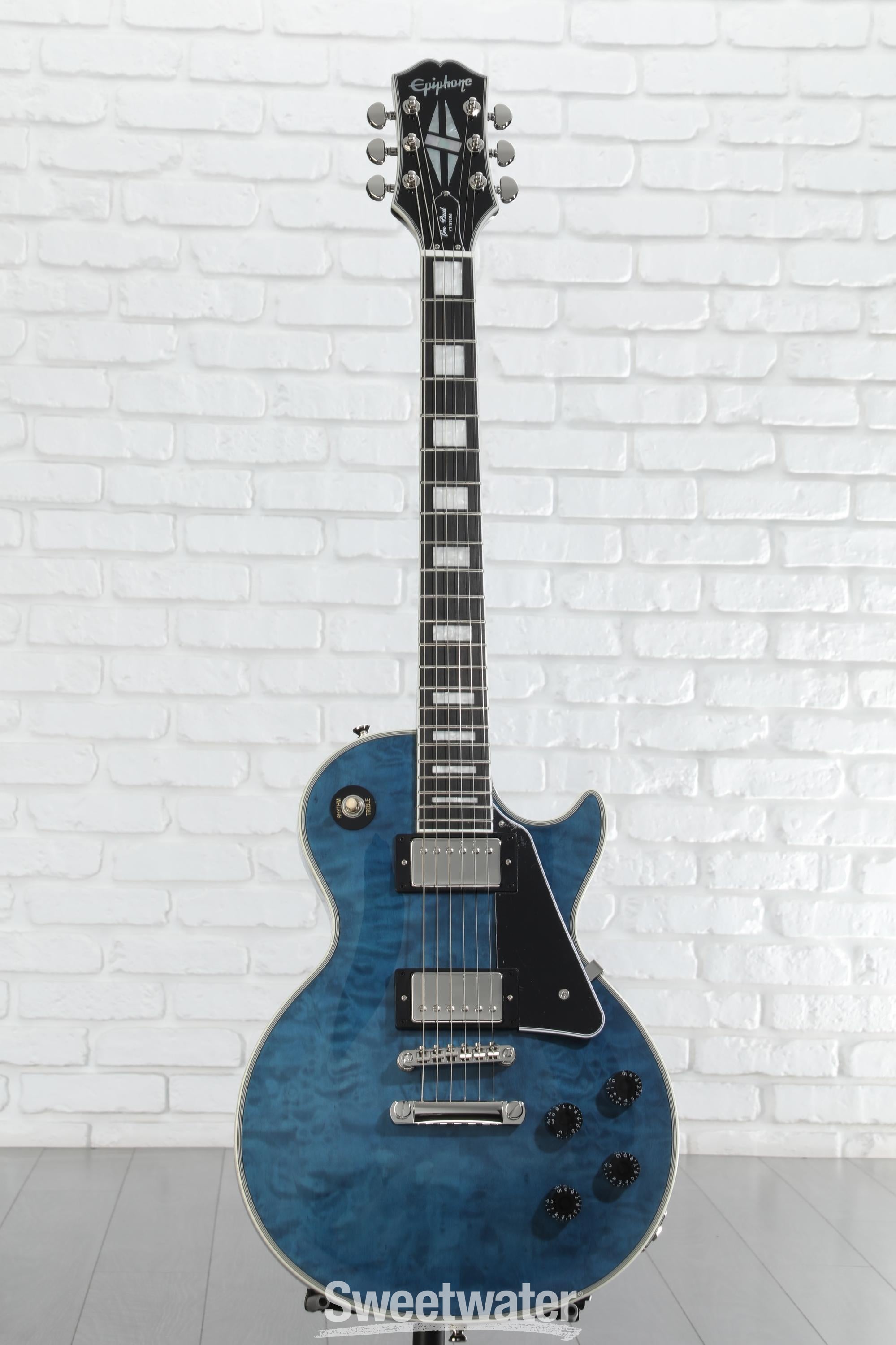 ギター Epiphone Les Paul Quilt Viper Blue Epiphone Les Paul Custom Limited Edition Quilt Top - Viper