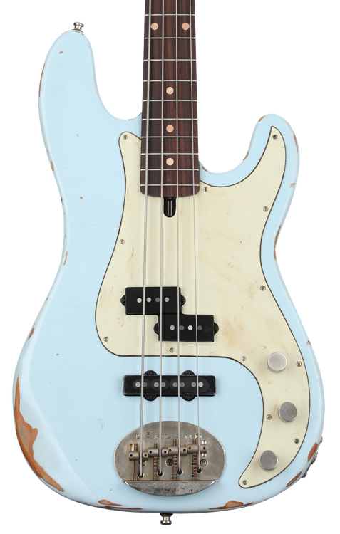 Lakland USA Classic 44-64 PJ Aged Bass Guitar - Sonic Blue, Sweetwater  Exclusive