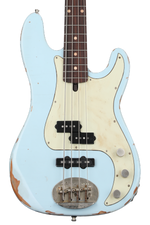 Photo of Lakland USA Classic 44-64 PJ Aged Bass Guitar - Sonic Blue, Sweetwater Exclusive