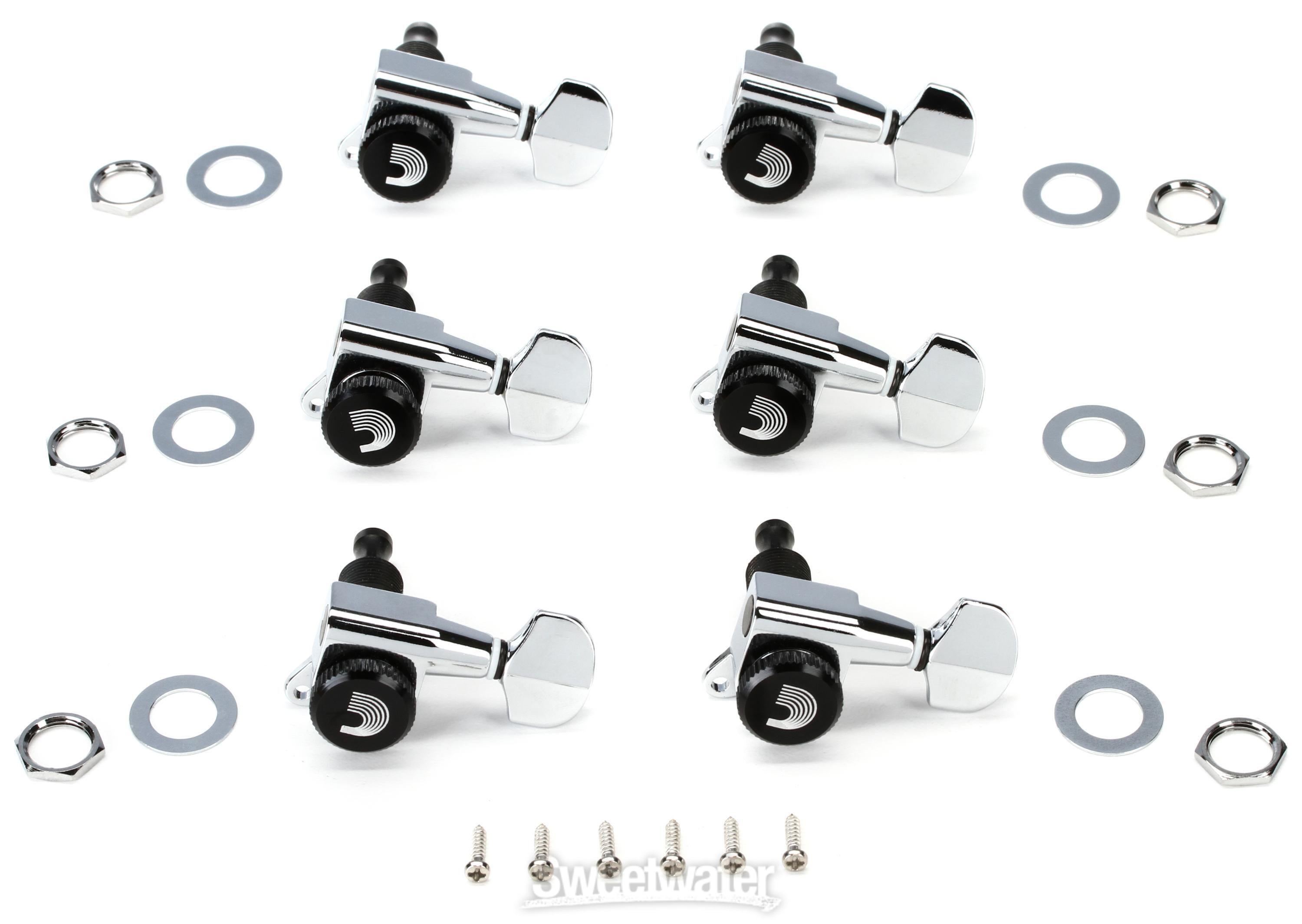 D'Addario Auto-Trim Locking Tuning Machines - 6 In-line - Chrome