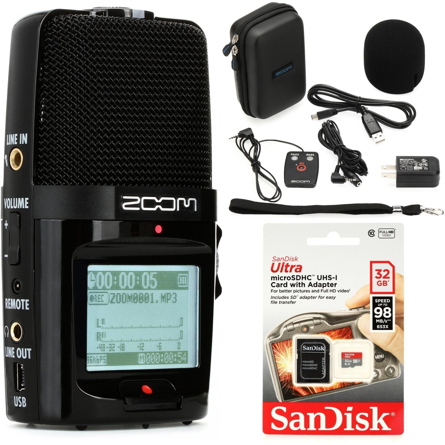 Zoom H6 6-Track Handy Recorder Bundle with Universal Windscreen, Power  Adapter and Memory Card (4 Items)