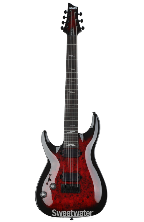 Schecter Omen Elite-7 Left-handed Electric Guitar - Black Cherry Burst