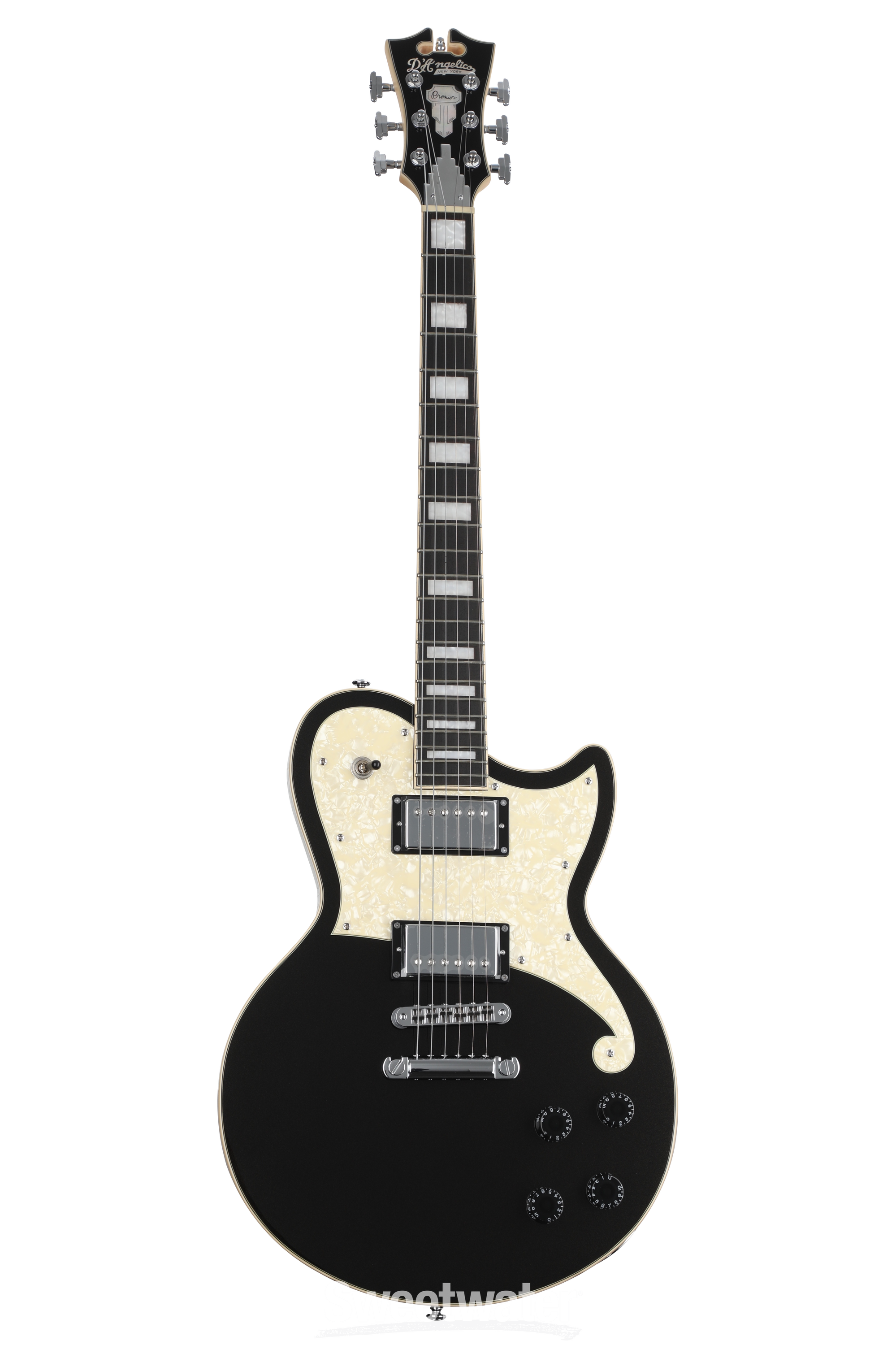 D'Angelico Premier Atlantic Electric Guitar - Black Flake with Stopbar  Tailpiece