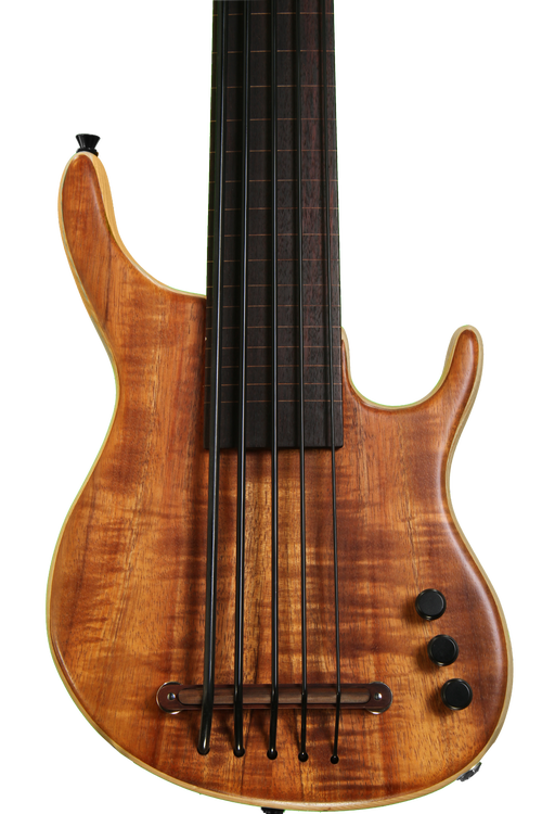 Kala U Bass Exotic Custom Solid-Body U-Bass - Figured Koa Top, 5-String,  Fretless