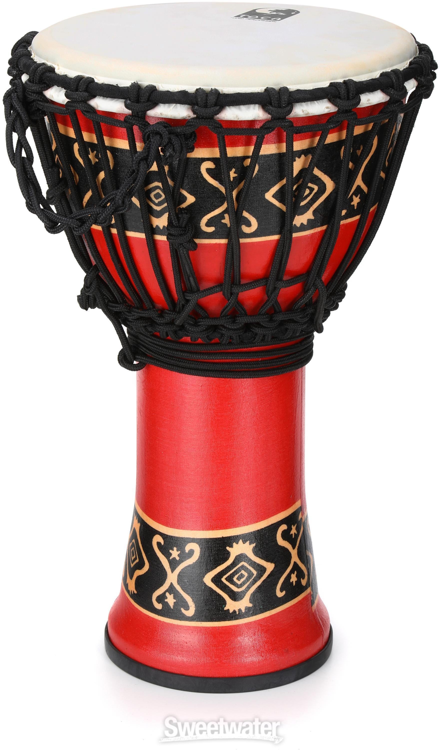 Djembe　Bali　Red　Toca　Percussion　Rope-tuned　Freestyle　Sweetwater