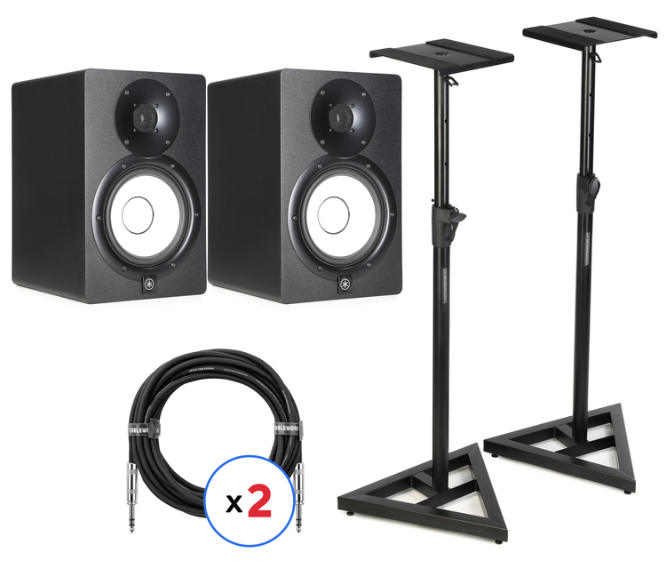 Yamaha HS7 Powered Studio Monitor Pair with Stands and Cables