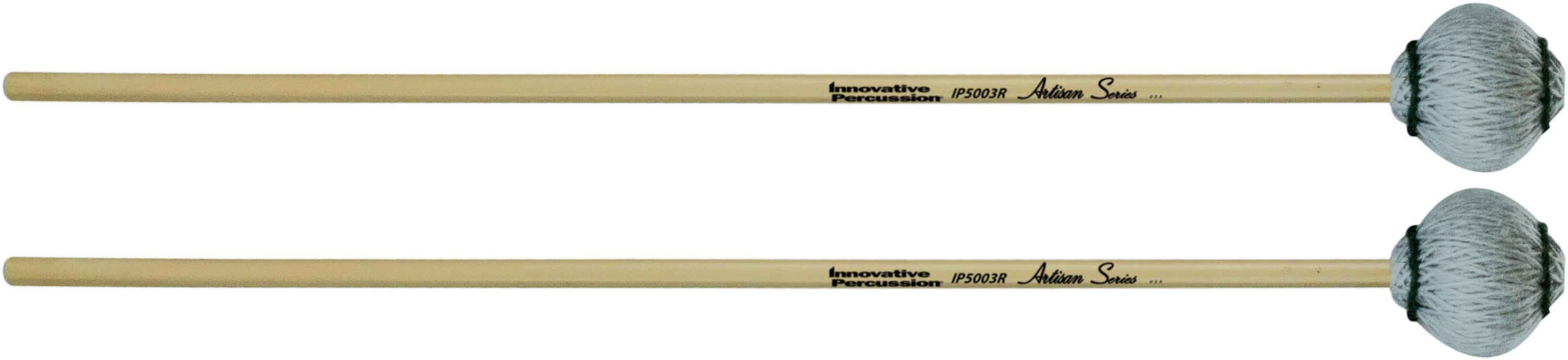 Photo of Innovative Percussion IP5003R Artisan Medium Marimba Mallets - Light Gray Yarn - Rattan