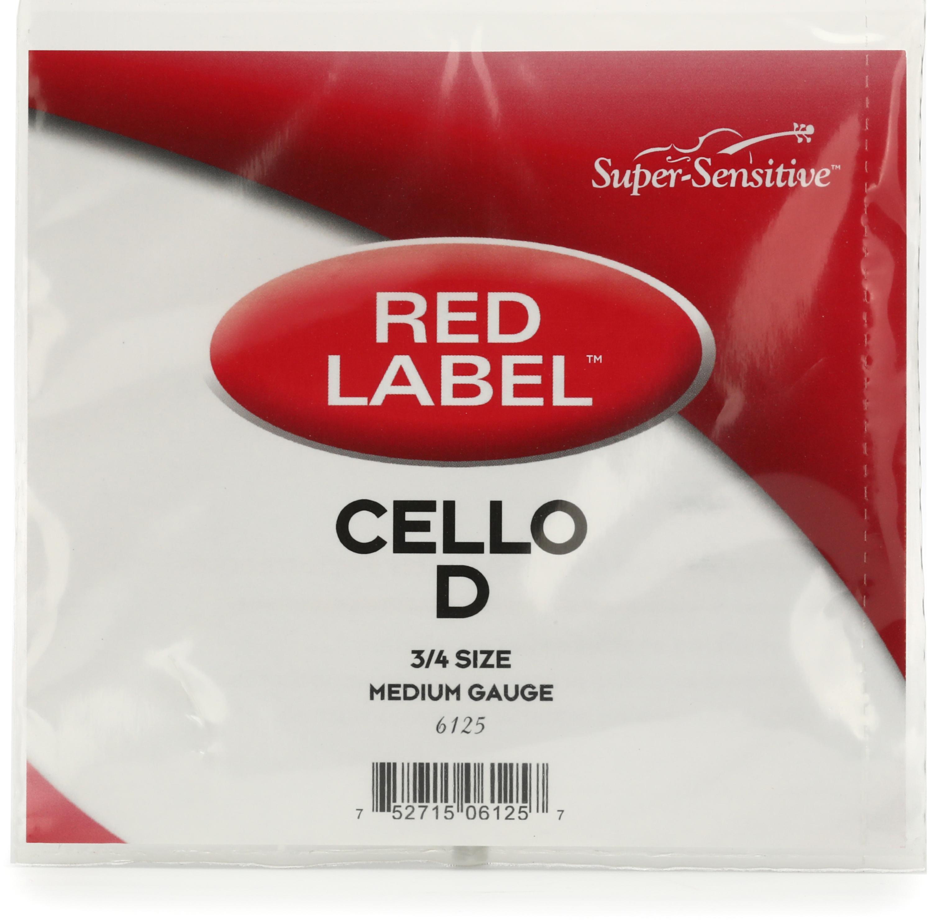Product Image - Super-Sensitive 6125 Red Label Cello D String - 3/4 Size
