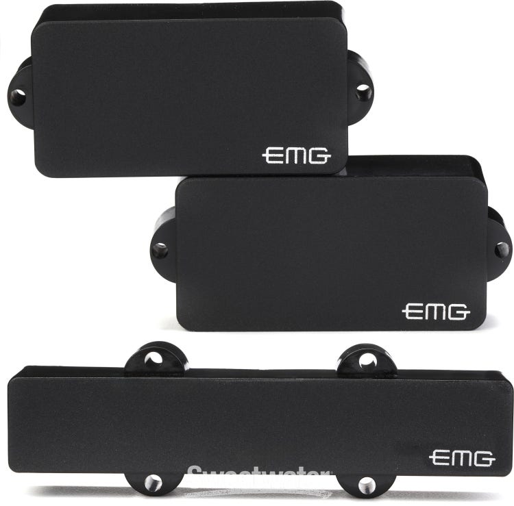 EMG PJ Set Active Ceramic PJ Bass Pickup Set - Black | Sweetwater