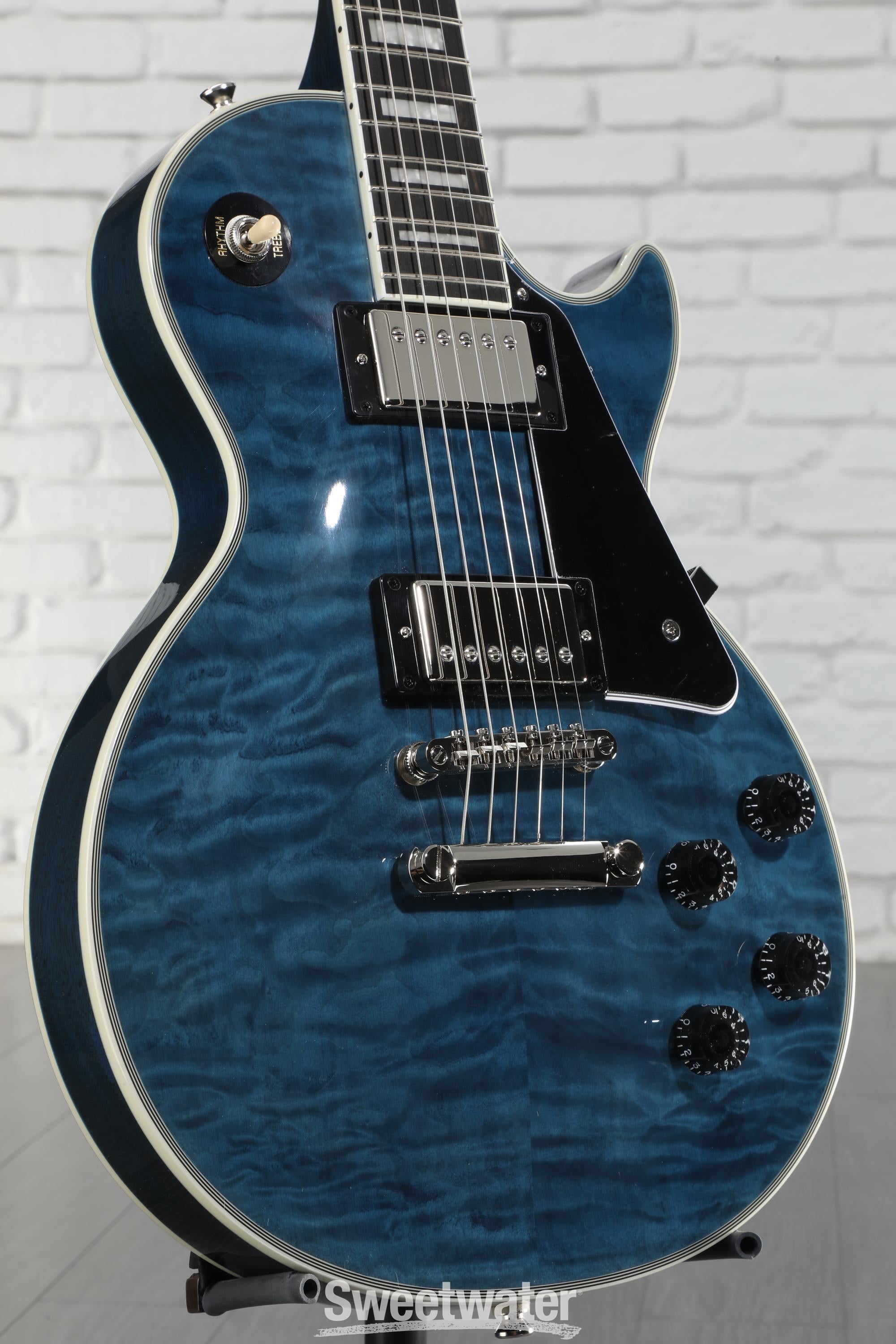 ギター Epiphone Les Paul Quilt Viper Blue Epiphone Les Paul Custom Quilt in Viper Blue w/Premium