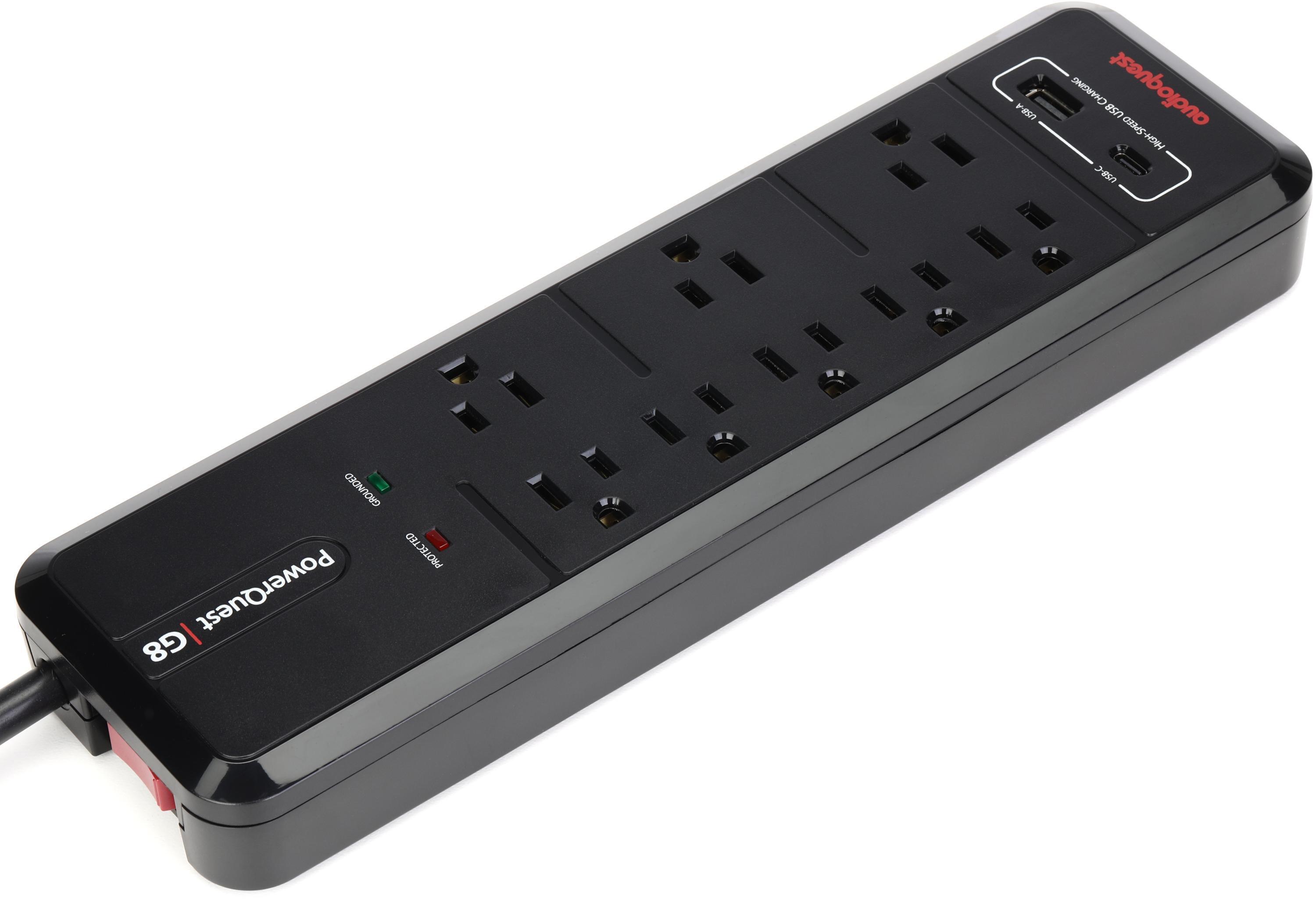 AudioQuest PowerQuest G8 - 8-Outlet Surge Protector with USB-A and USB-C Charging Ports - Perfect for TV, AV Receiver, Xbox, Playstation, Soundbar, Co AudioQuest PowerQuest G8 Power Bar