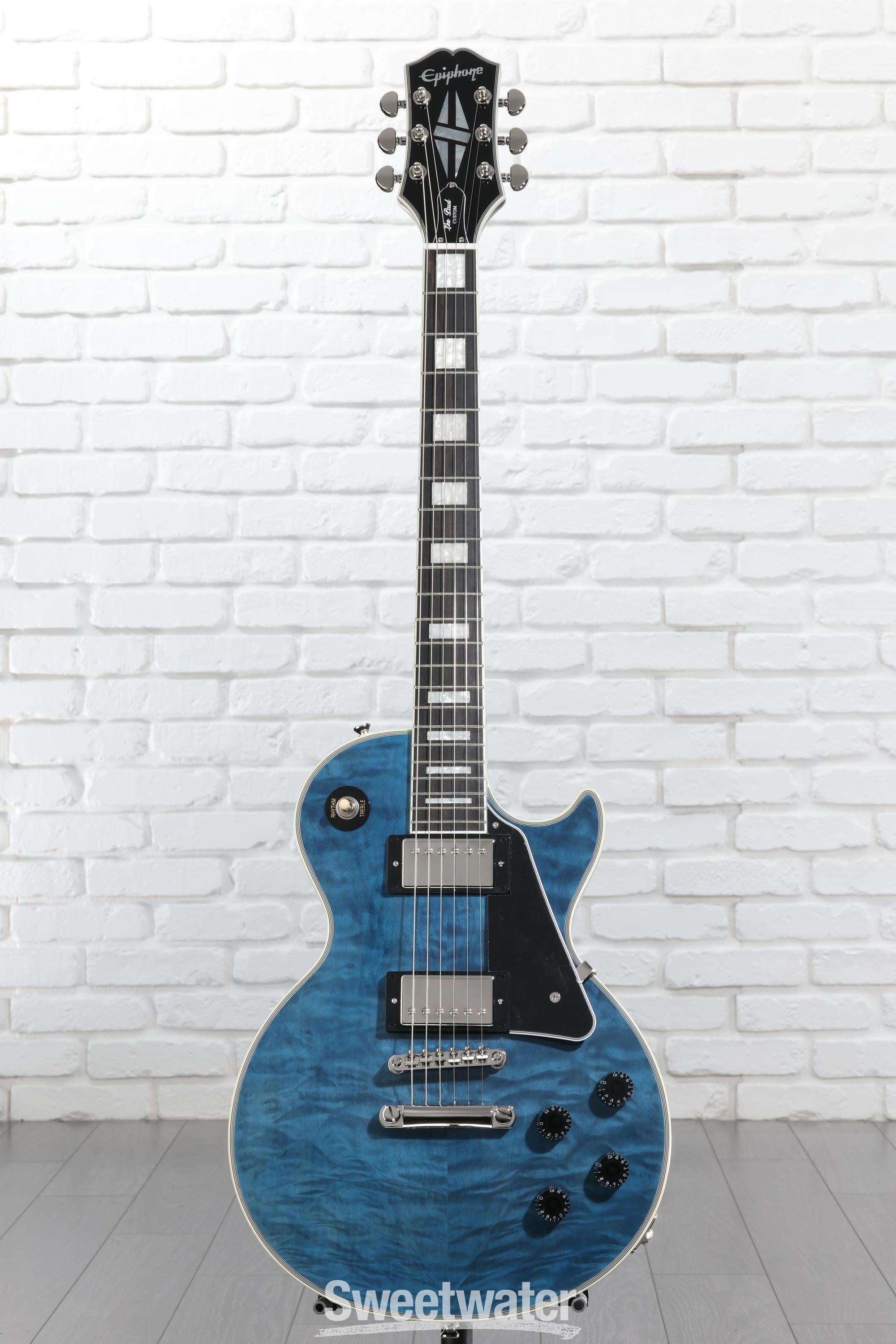 Epiphone Les Paul Custom Electric Guitar - Viper Blue, Sweetwater