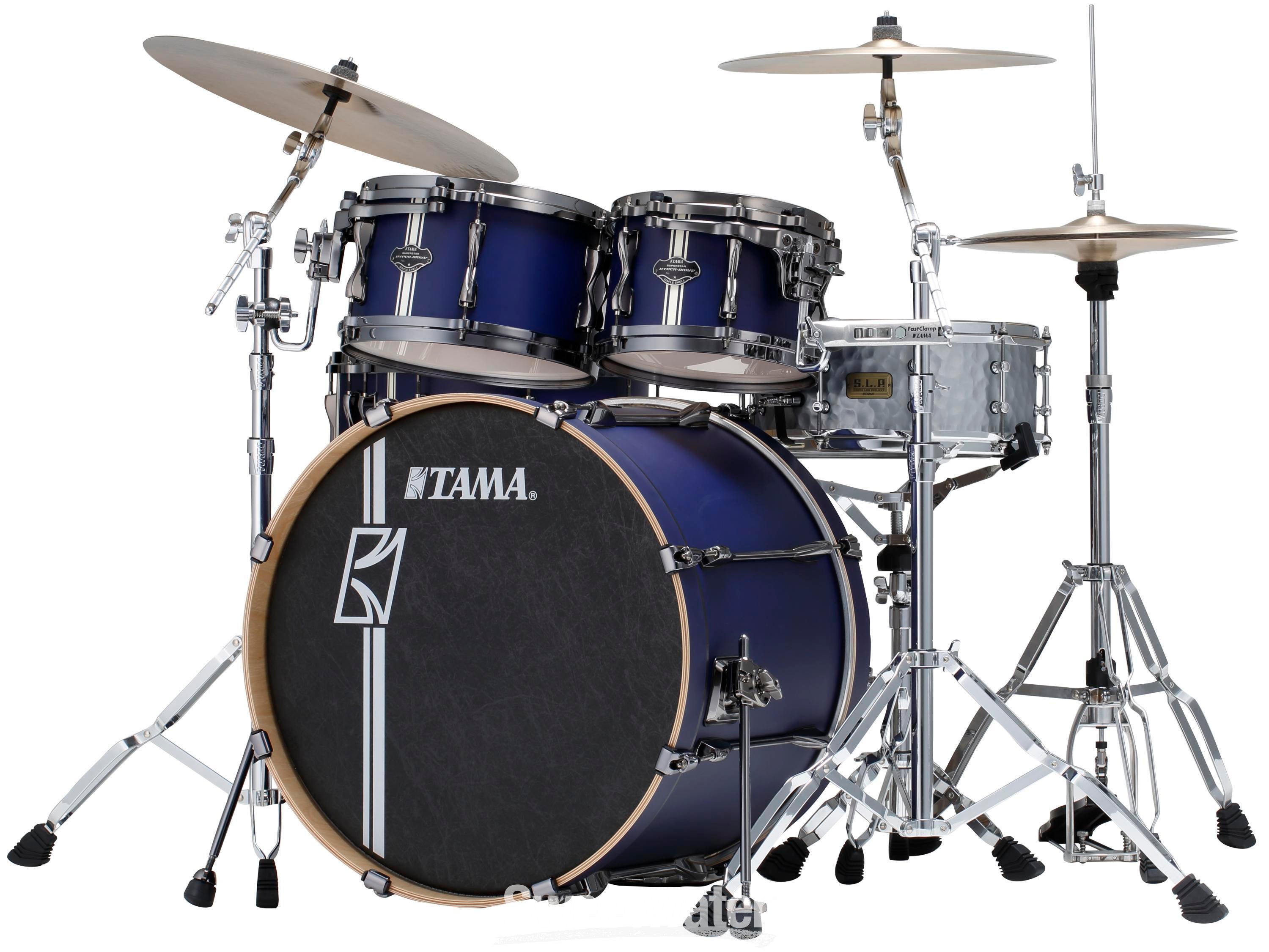 Tama Superstar Hyper-Drive Duo ML52HZBN2 5-piece Shell Pack with Snare Drum  - Satin Blue Vertical Stripe