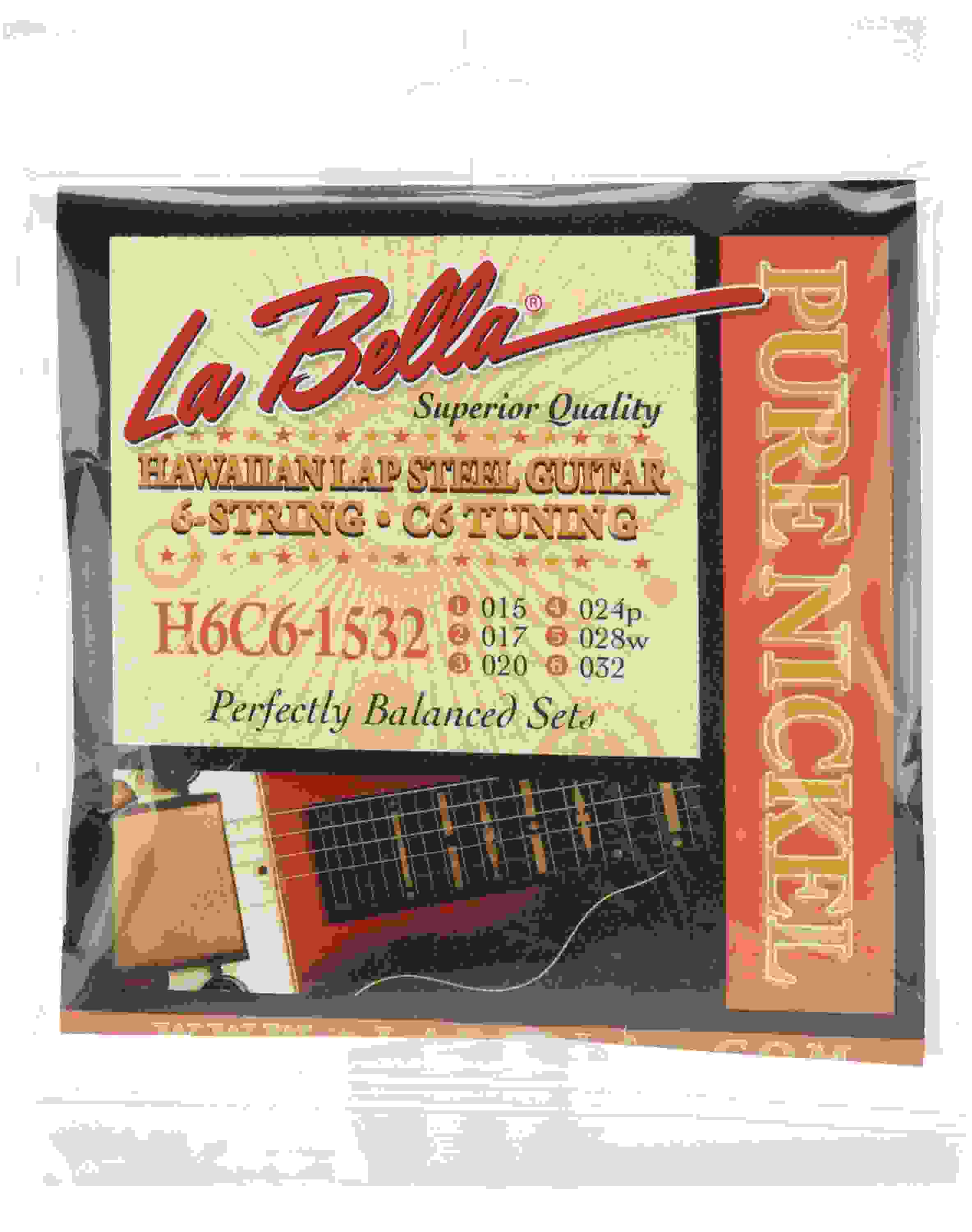 La Bella H6C61532 Pure Nickel Hawaiian Lap Steel Guitar Strings C6