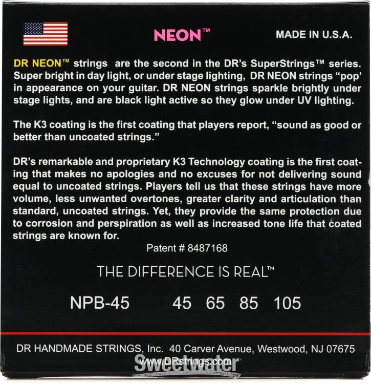 Dr Strings NPB-45 Hi-Def Neon Bass Strings. Pink 45-105