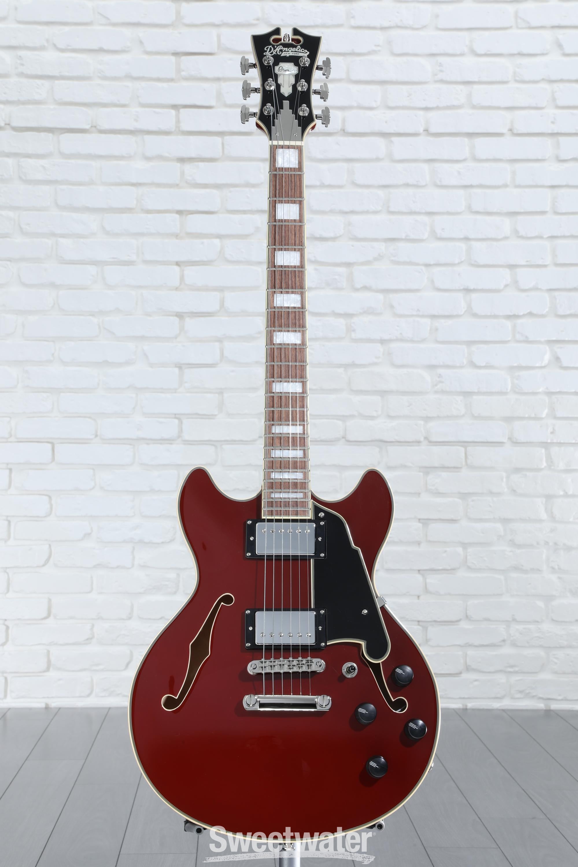 D'Angelico Premier Mini DC Electric Guitar - Burnt Red with Stopbar Tailpiece | Sweetwater D'Angelico Premier Mini DC Electric Guitar - Burnt Red with Stopbar Tailpiece | Sweetwater