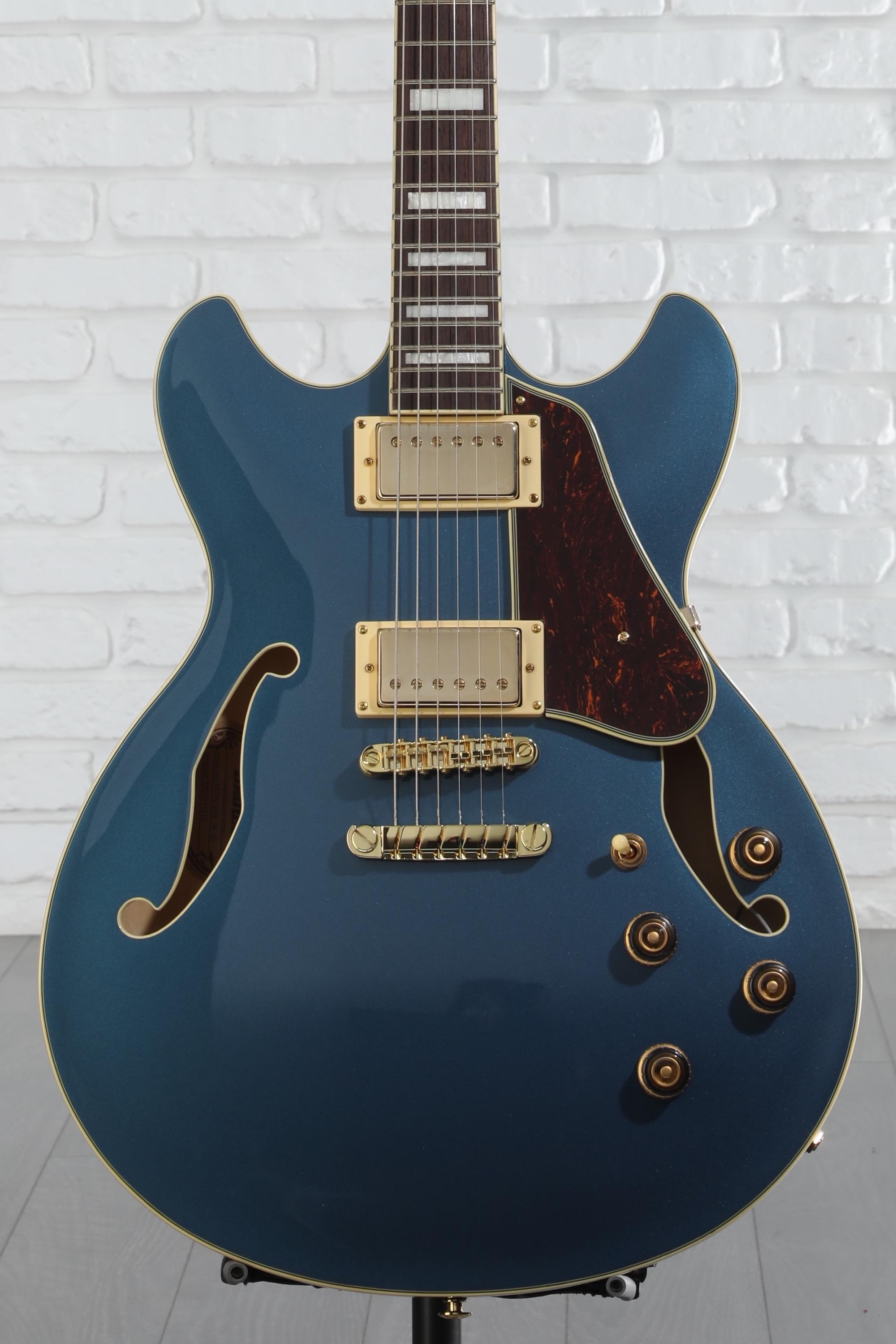 画材 Indigo Genuine Haze Semi-Hollow Flame Maple HES Electric Guitar - Royal