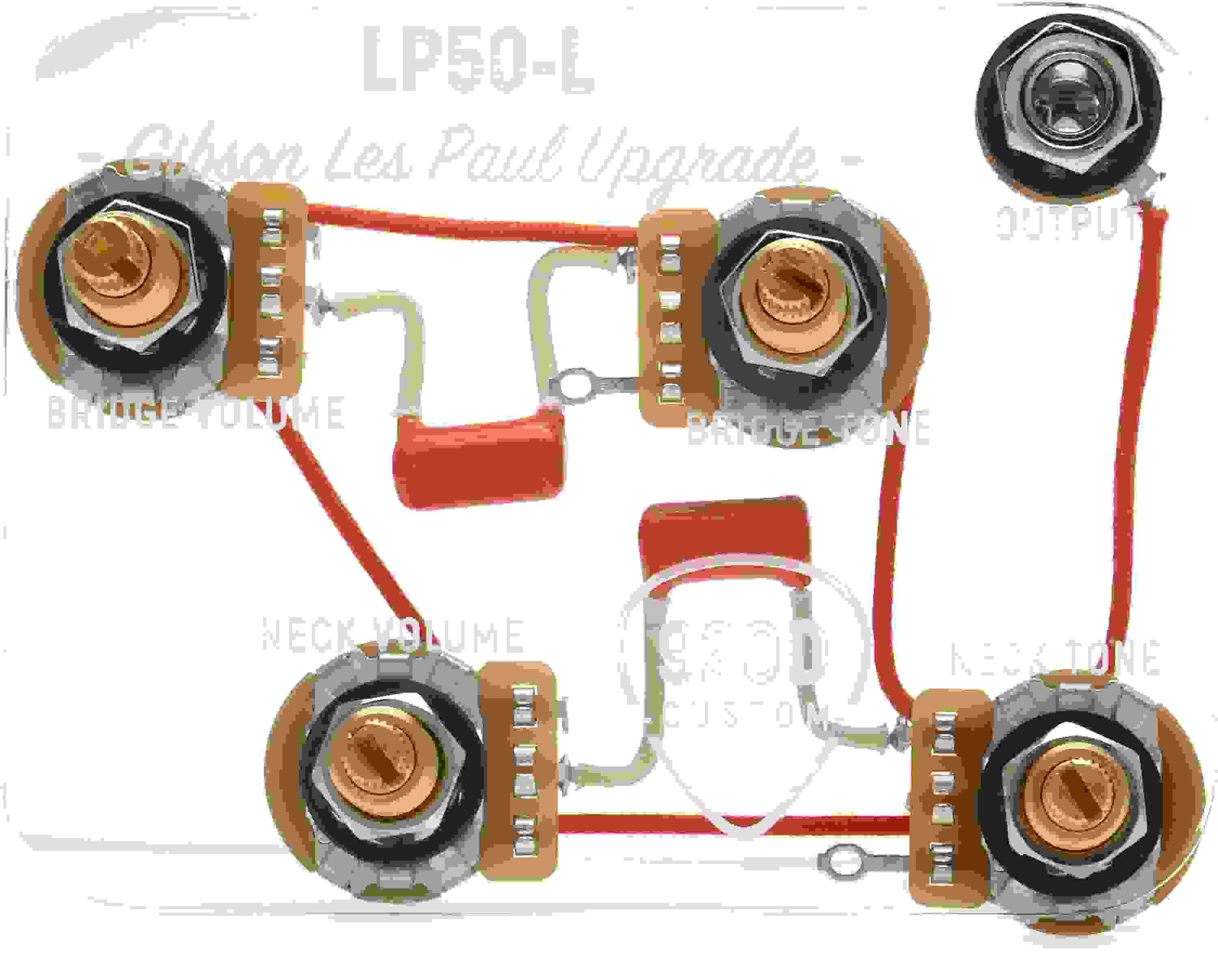 920D Custom Les Paul Wiring Harness with 3-way Switch and 4 Long Shaft