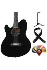 Photo of Ibanez Talman TCY10LEBK Left-handed Acoustic-electric Guitar Essentials Bundle - Black