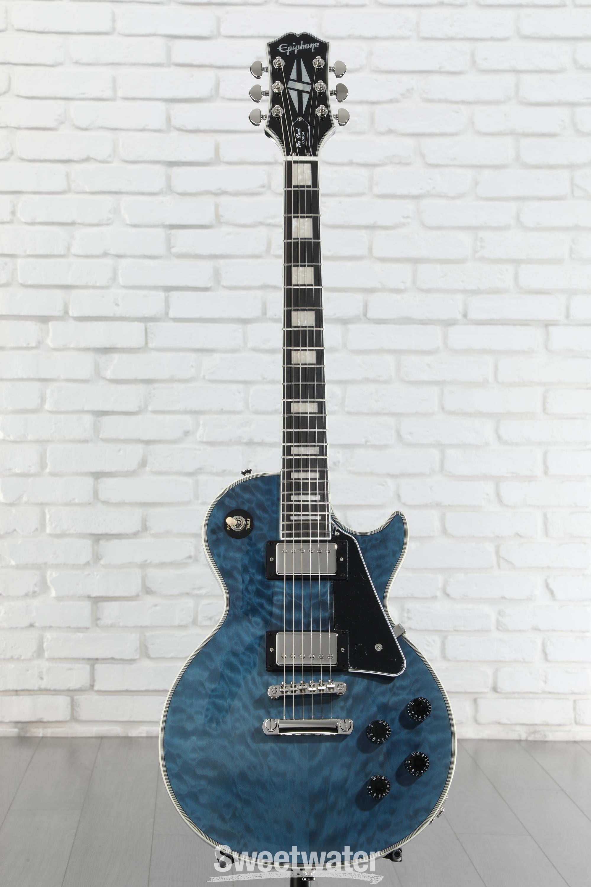 ギター Epiphone LesPaul Custom Quilt Viper Blue Epiphone Les Paul Custom Electric Guitar - Viper Blue