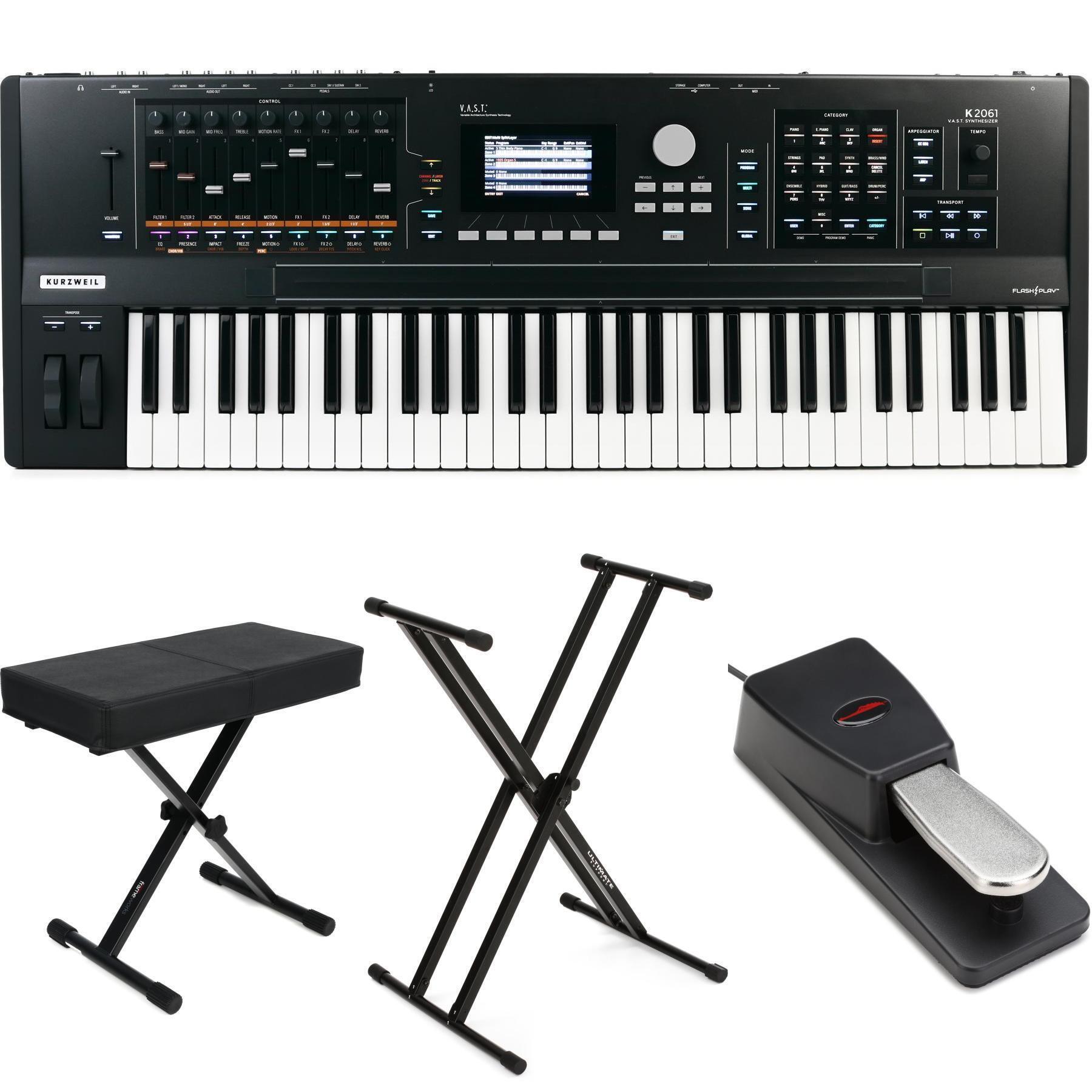 Photo of Kurzweil K2061 61-key V.A.S.T. Synthesizer Workstation Essentials Bundle