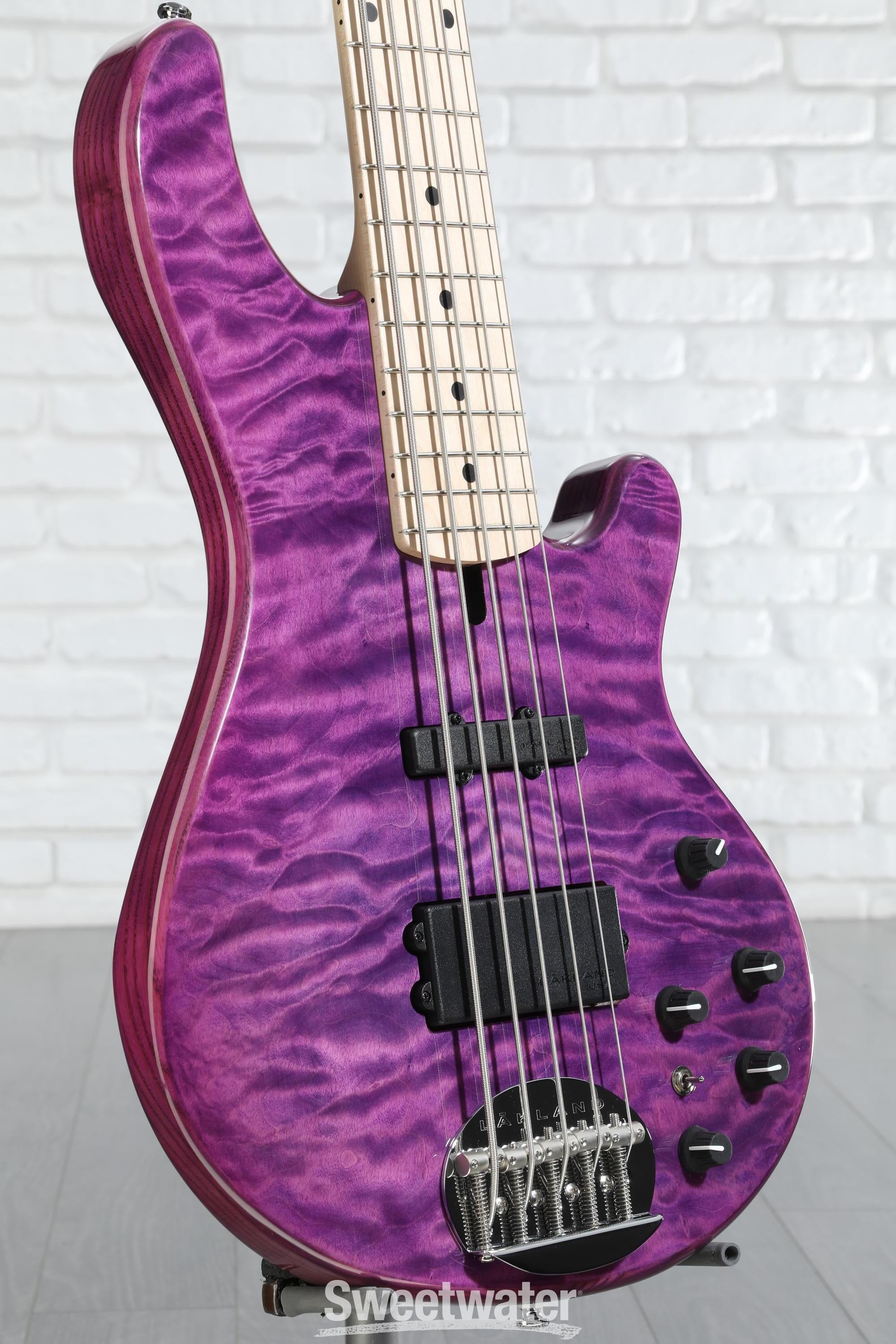 Lakland Skyline 55-02 Deluxe Bass Guitar - Translucent Purple with Maple Fingerboard - Sweetwater Exclusive