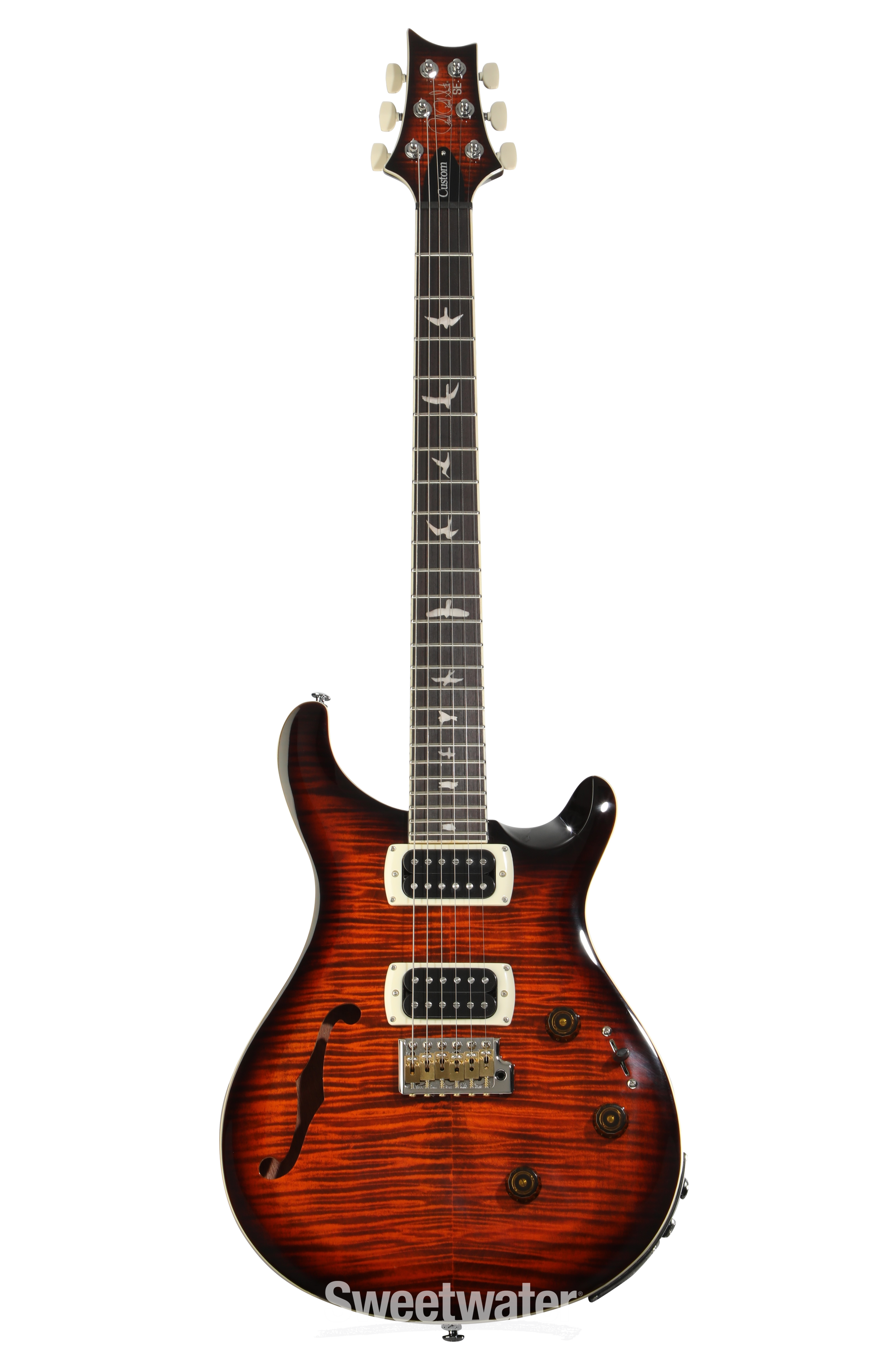 PRS SE Custom 24 Semi-Hollow Piezo Electric Guitar - Orange Tiger