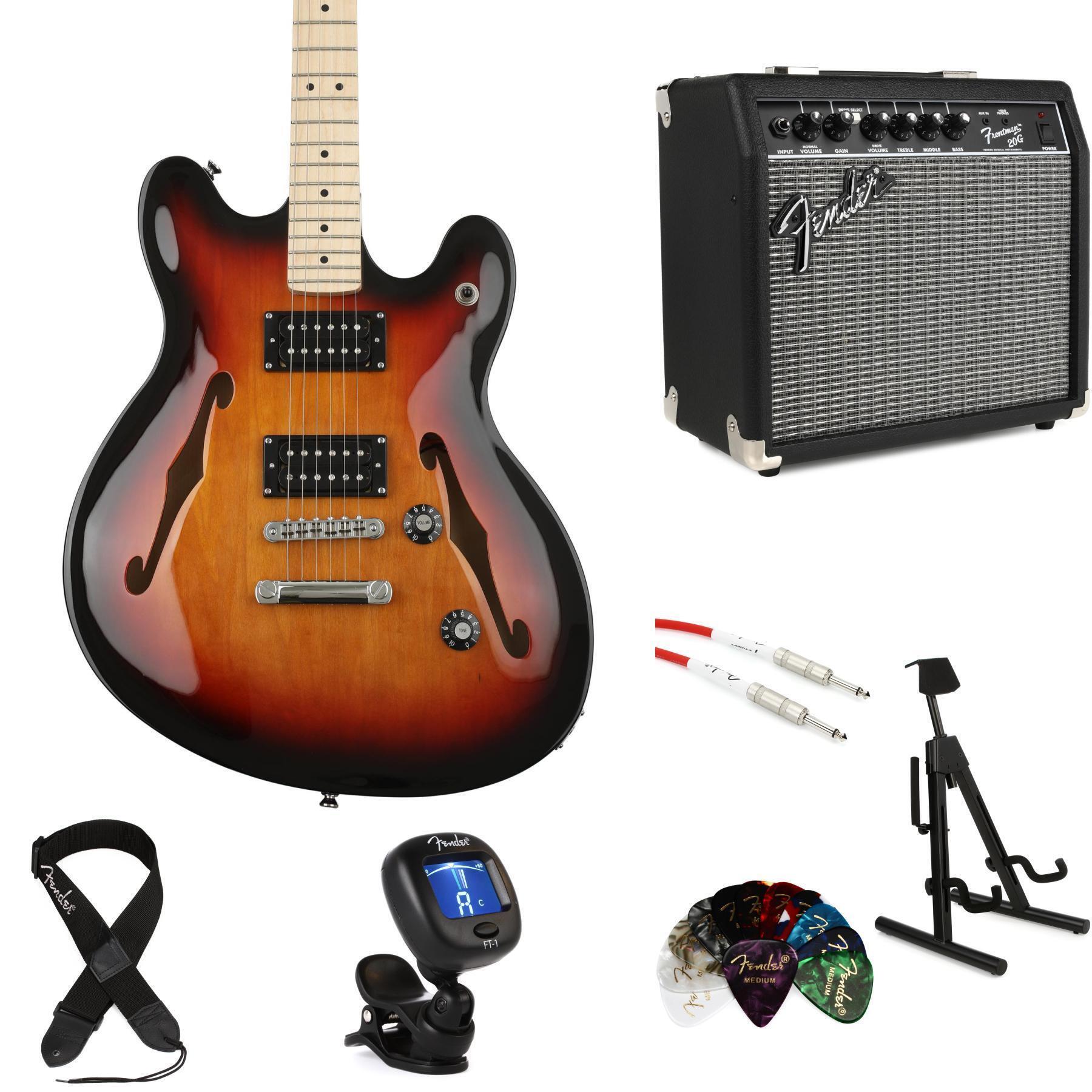 Squier Affinity Starcaster and Fender Frontman 20G Amp Bundle - 3-Color  Sunburst