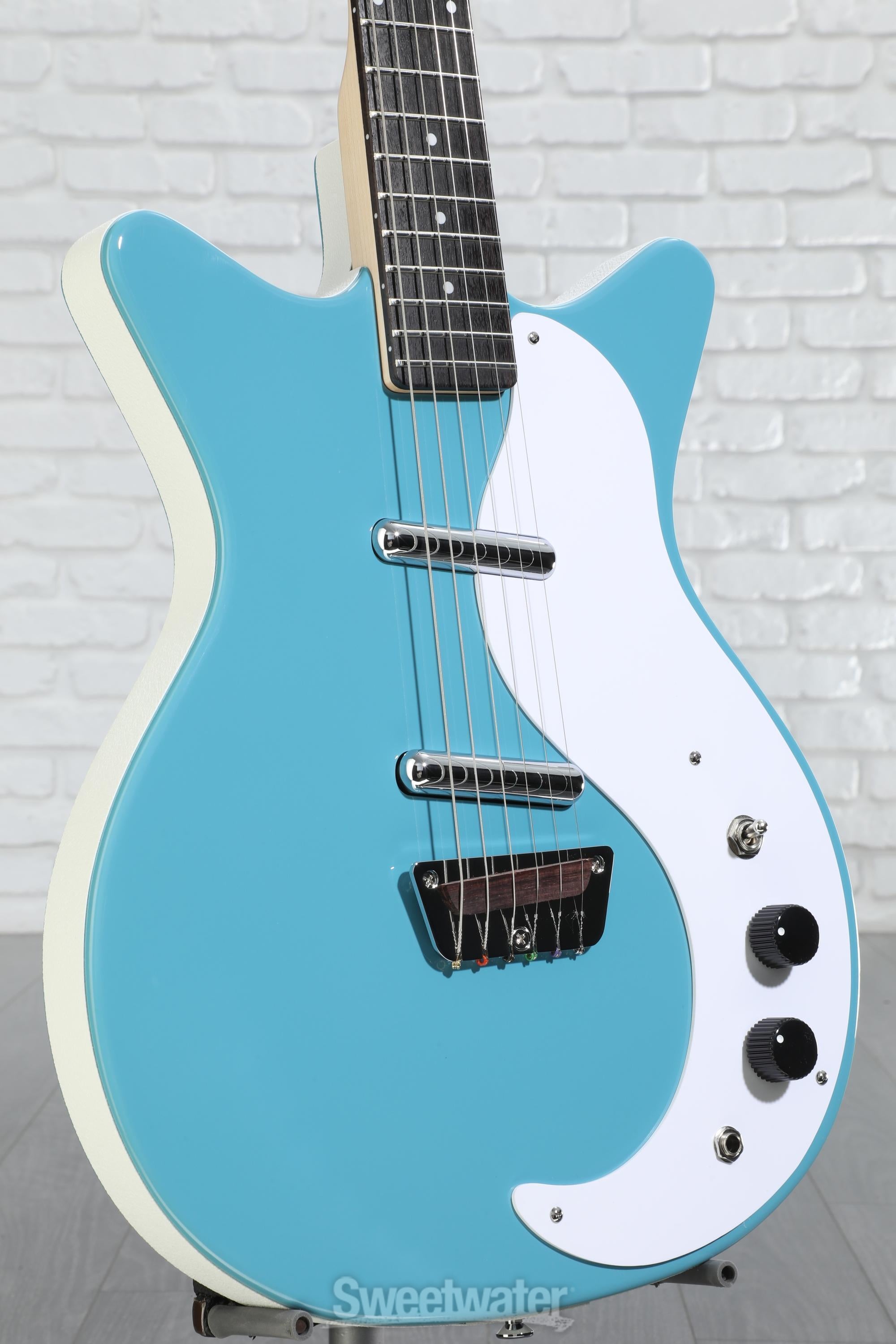 Danelectro Stock '59 Electric Guitar with Wood Bridge (Aqua