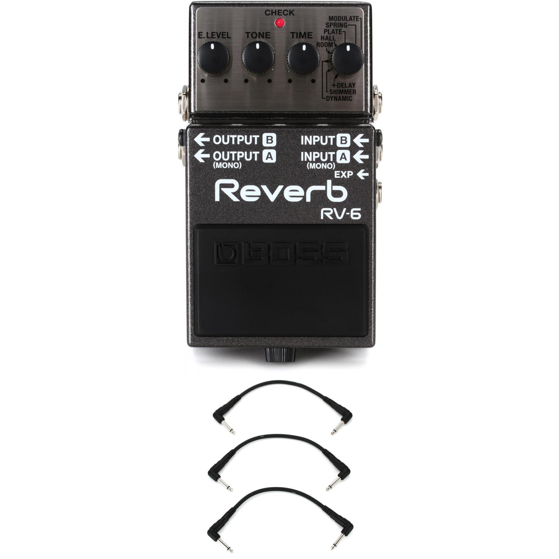 Boss RV-6 Digital Reverb Pedal with 3 Patch Cables