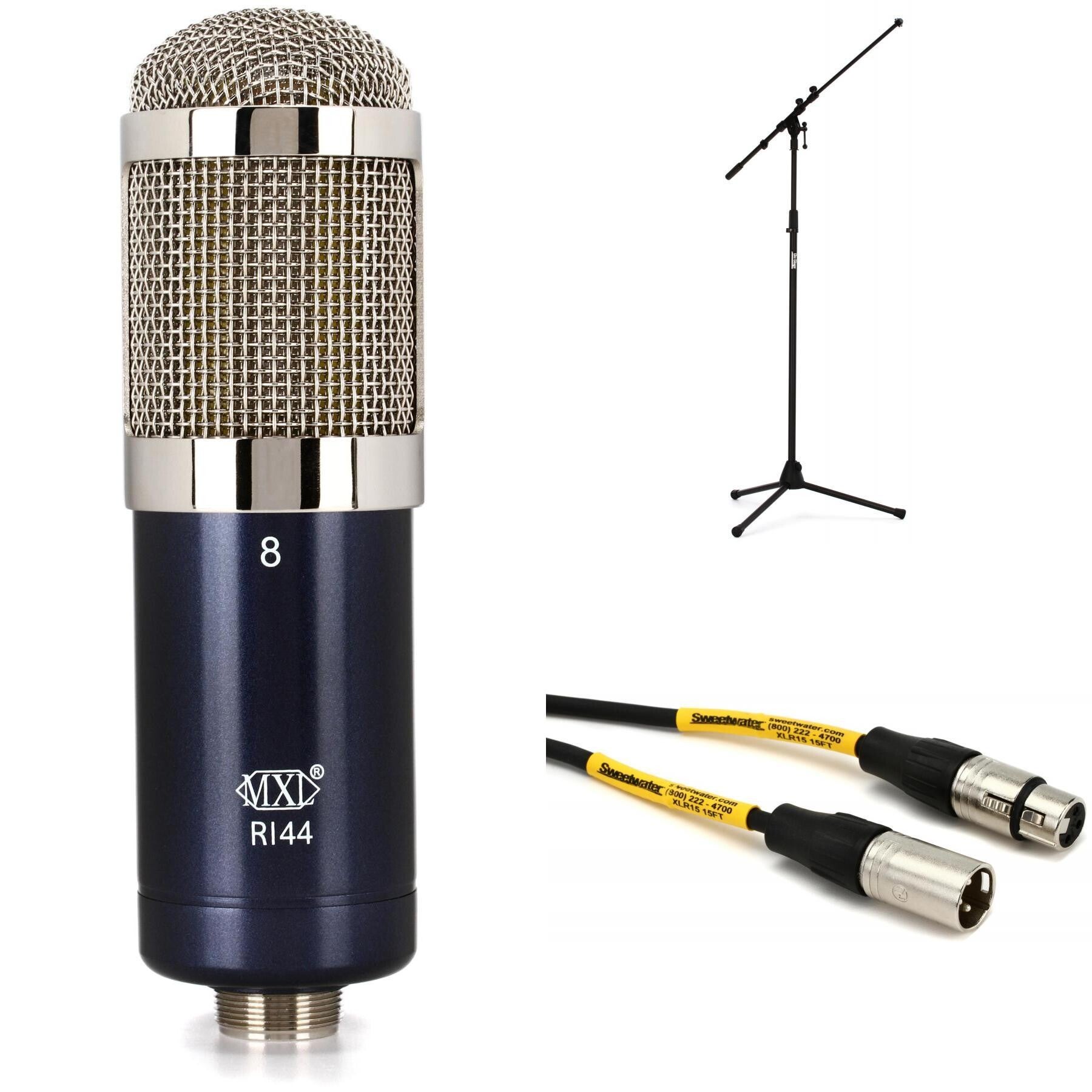 MXL R144 Ribbon Microphone Bundle with Stand and Cable