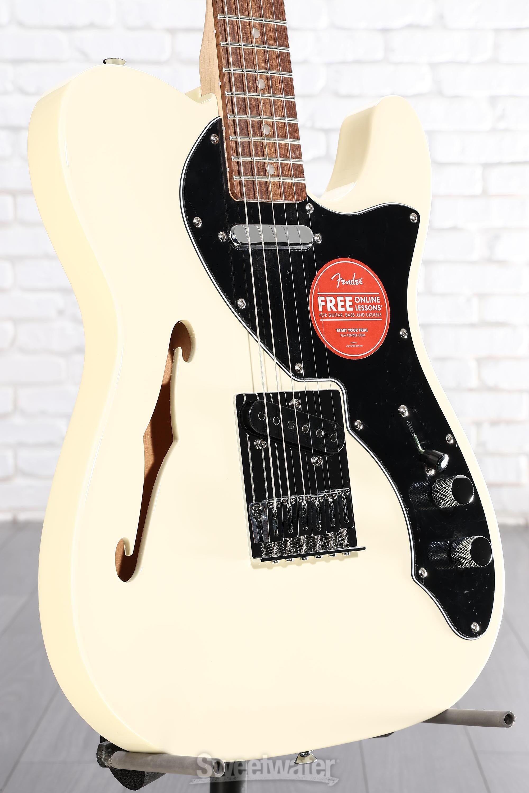 Photo of Squier Affinity Series Telecaster Thinline Electric Guitar - Olympic White with Laurel Fingerboard