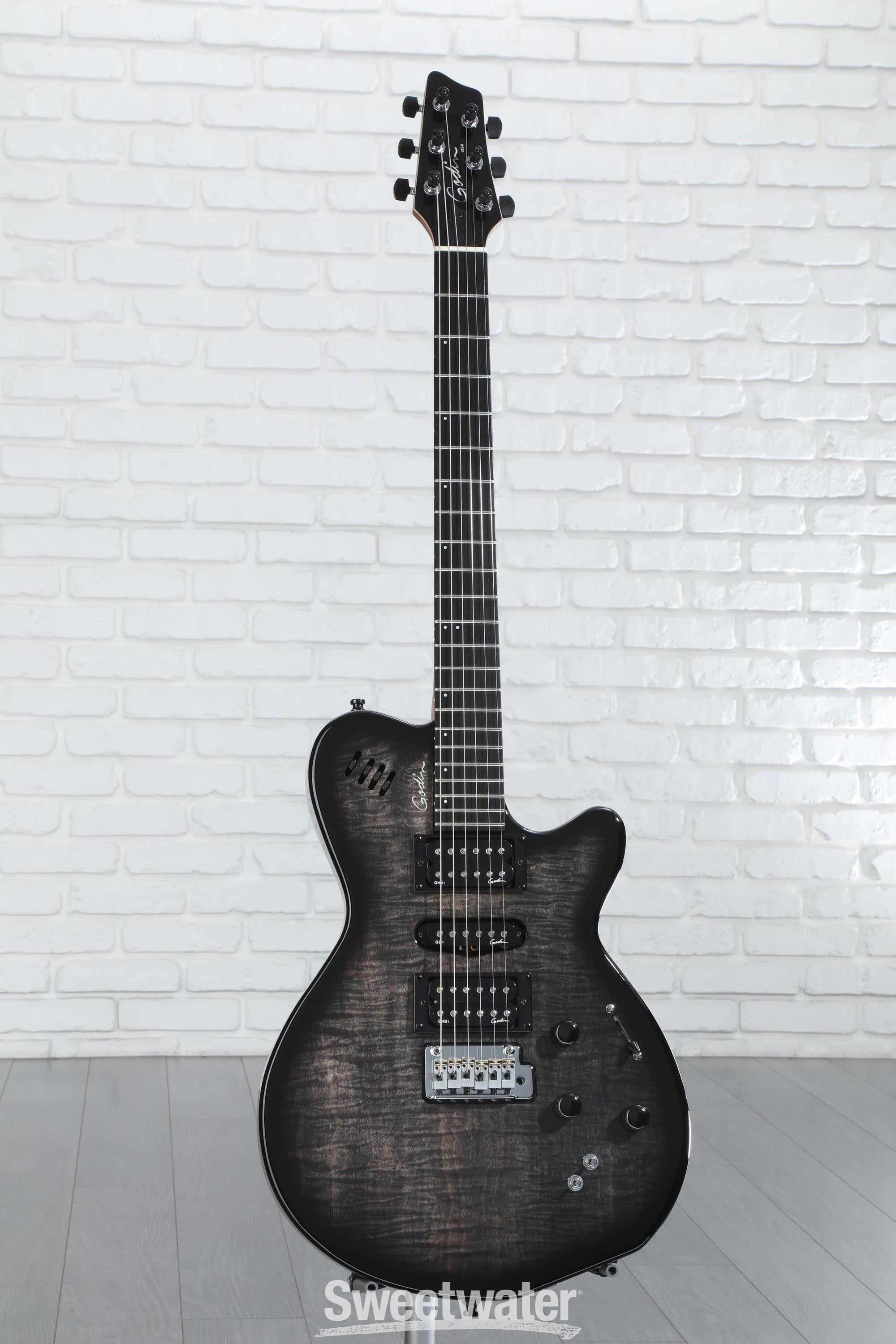 Godin xtSA Multi-Voice Electric Guitar - Trans Black | Sweetwater