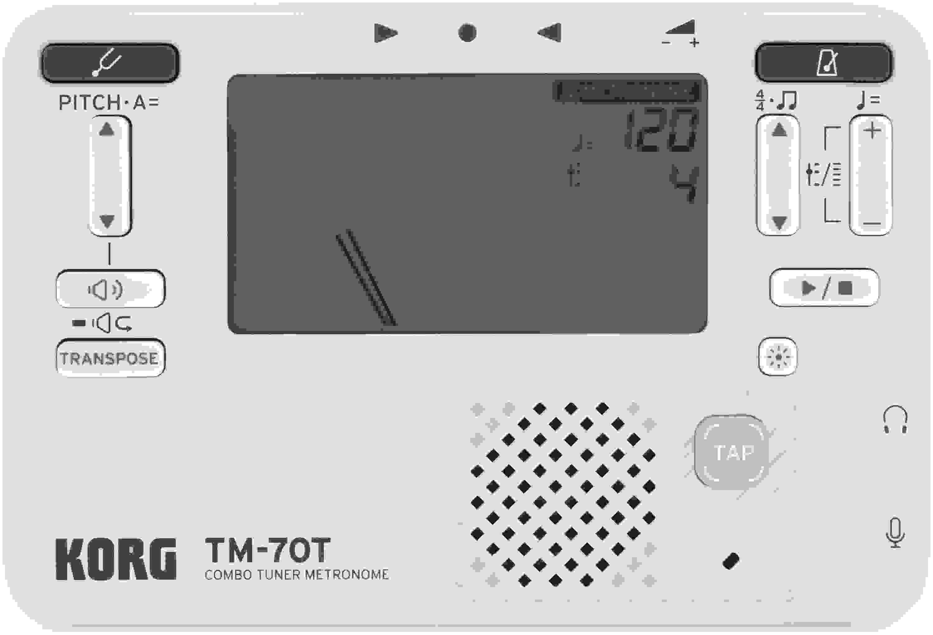 Korg TM-70 Tuner and Metronome - White