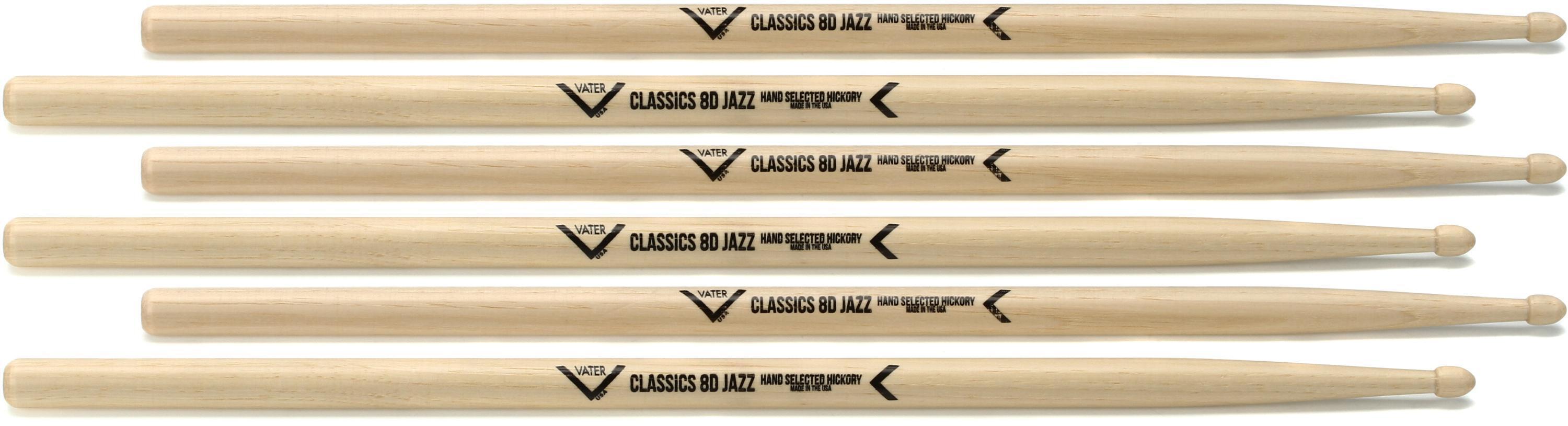 Photo of Vater Classics Drumsticks 3-pack - 8D Jazz - Wood Tip