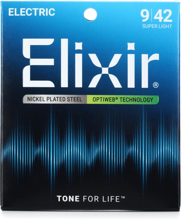 Elixir Strings 19002 Optiweb Electric Guitar Strings - .009-.042 Super Light