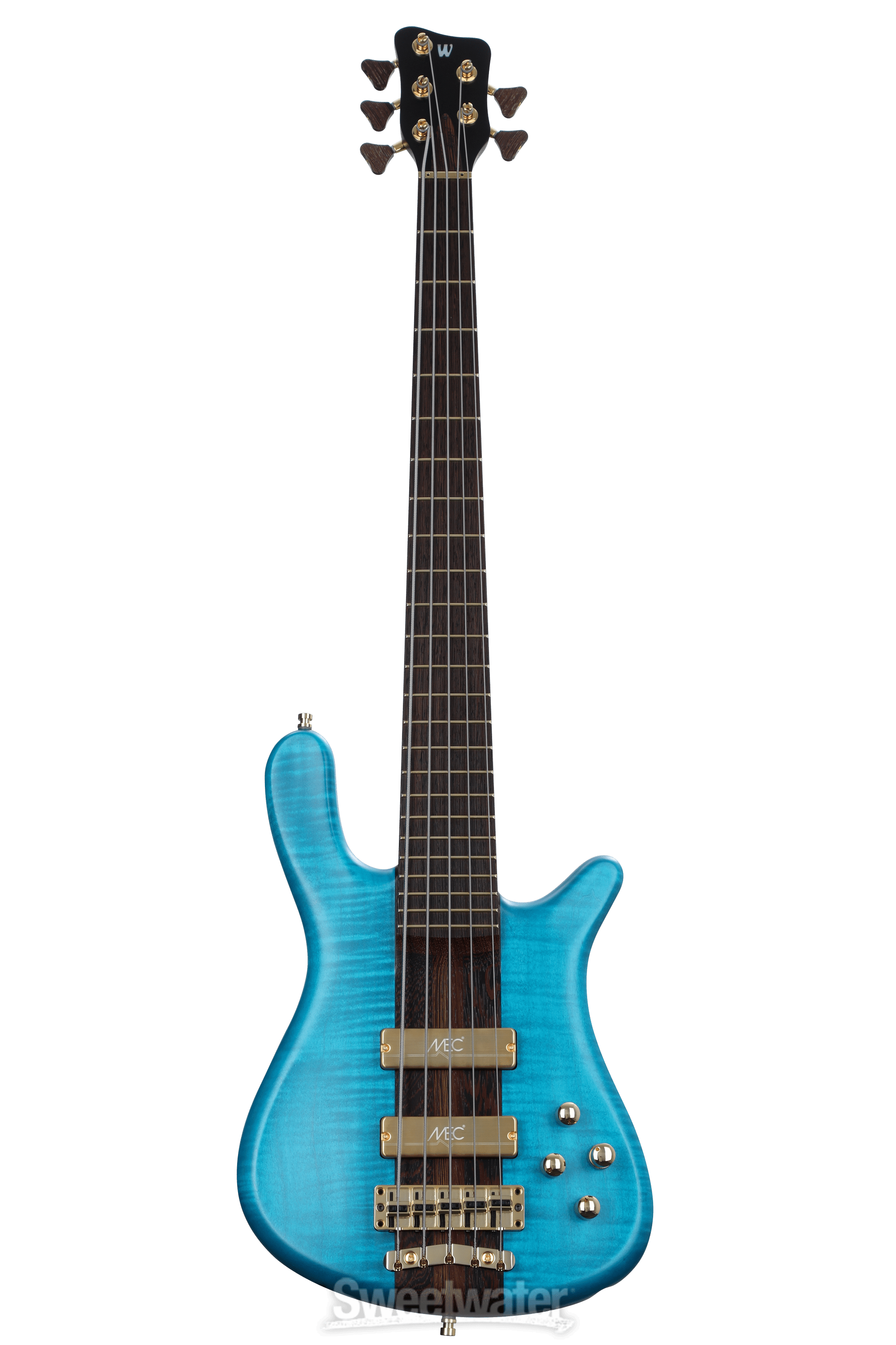Warwick Masterbuilt Streamer Stage I 5-string Broadneck Electric Bass  Guitar - Turquoise Blue Transparent Satin
