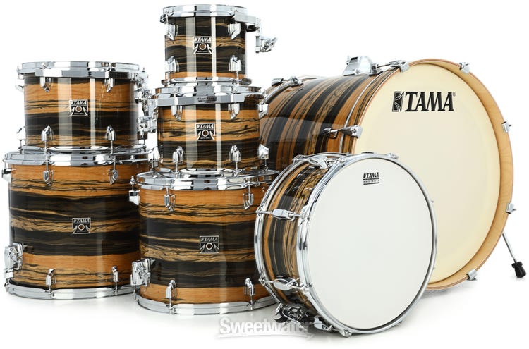 Tama Superstar Classic 7-piece Shell Pack with Snare Drum - Natural Ebony Tiger