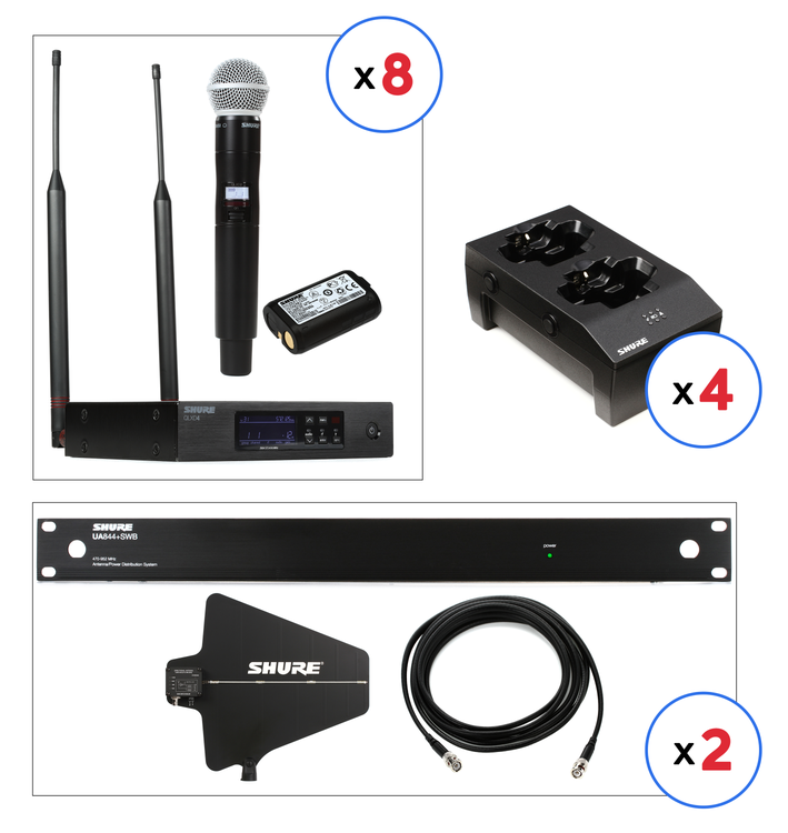 Shure QLXD4 8-Channel Handheld Wireless Bundle - J50A Band