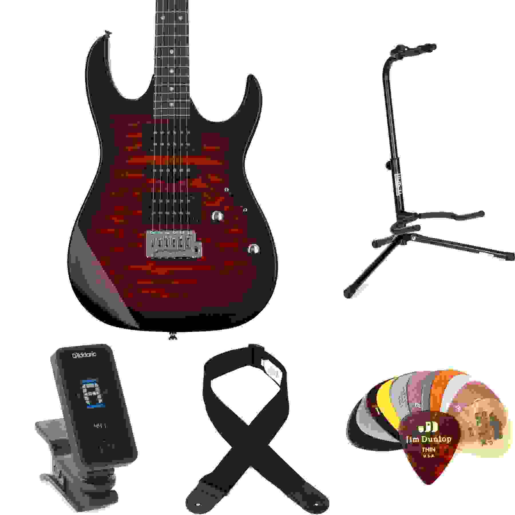 Ibanez Gio GRX70QA Electric Guitar Essentials Bundle - Transparent Red ...