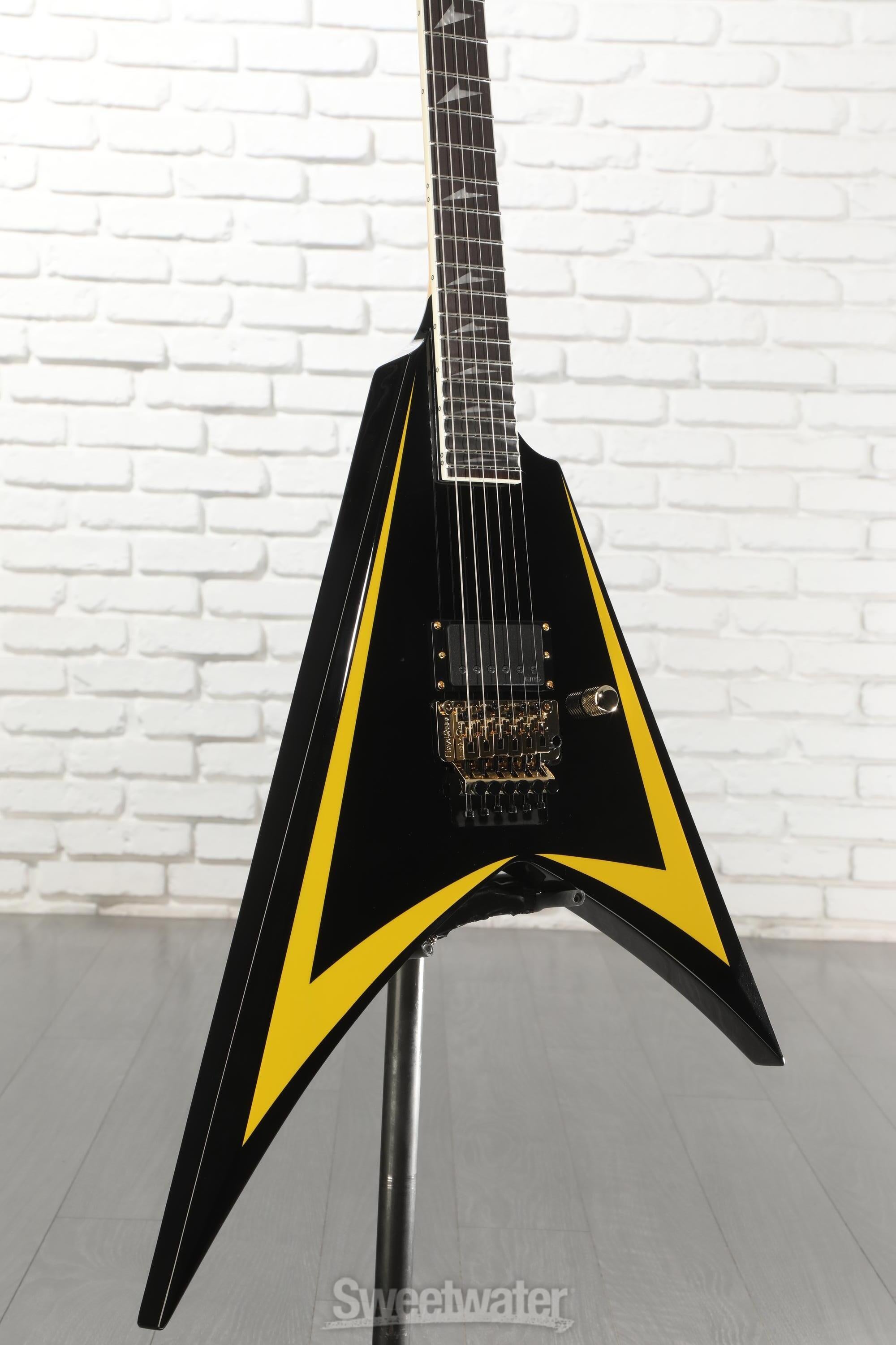 Photo of ESP LTD Alexi Laiho Arrowhead SE Electric Guitar - Black with Yellow Bevels