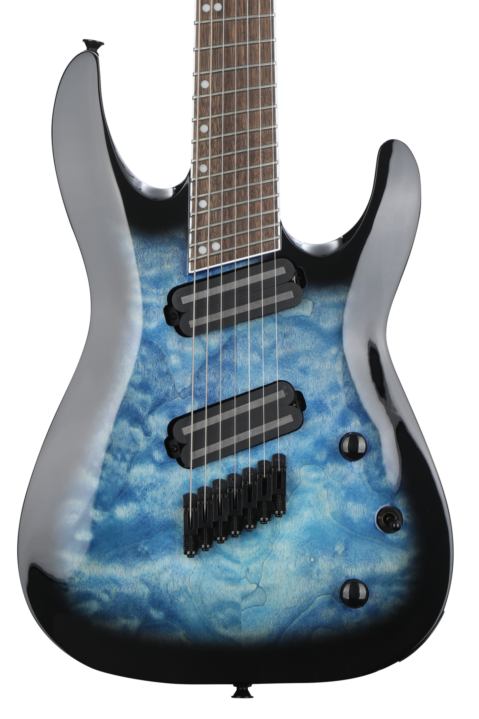 Jackson X Series Soloist SLATX7 QM MS - Trans Blue Burst