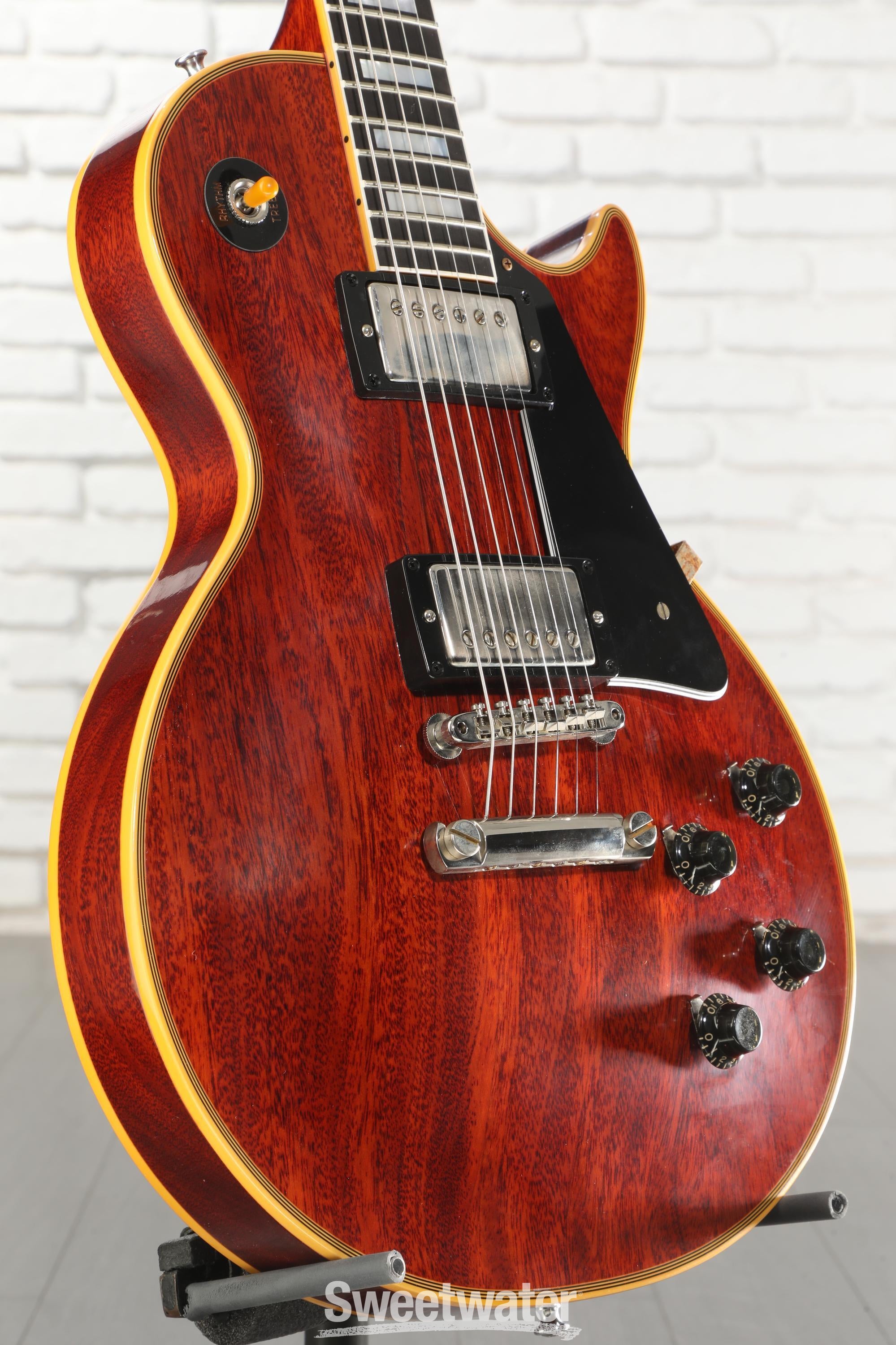Photo of Gibson Custom Dealer Select 1957 Les Paul Custom Electric Guitar - Medium Cherry, VOS, Sweetwater Exclusive